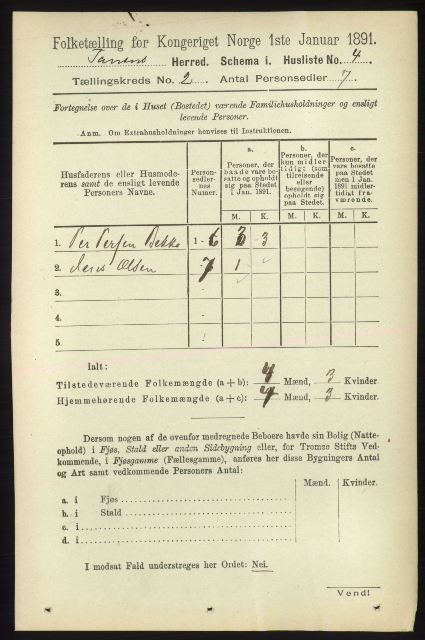 RA, Folketelling 1891 for 2025 Tana herred, 1891, s. 645