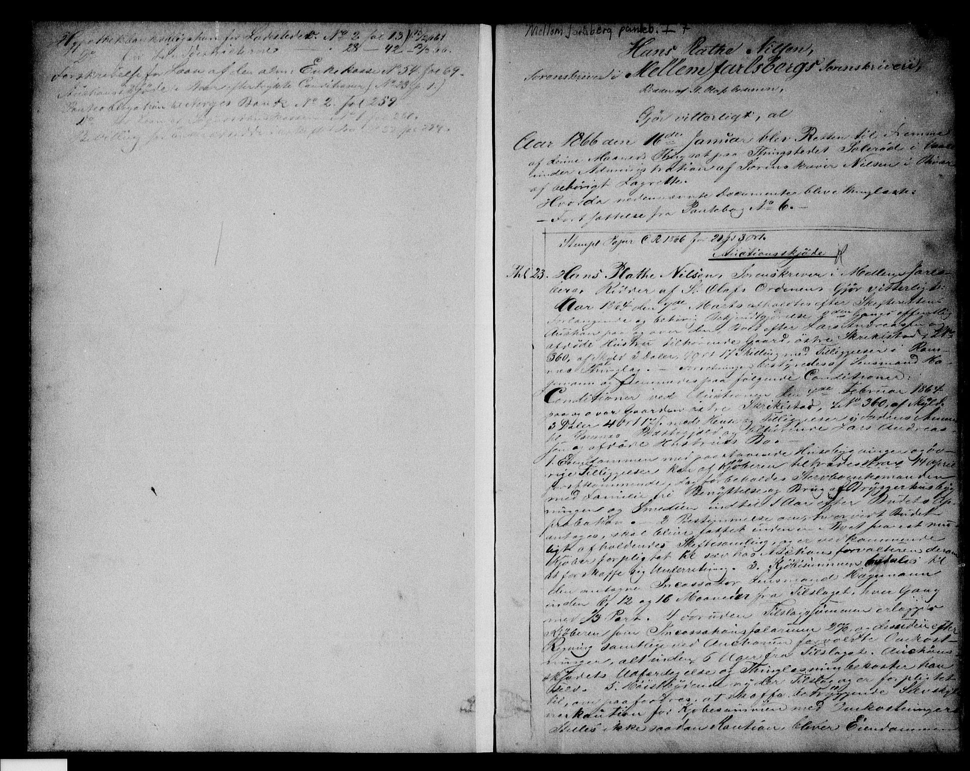 Mellom Jarlsberg sorenskriveri, SAKO/A-132/G/Ga/Gaa/L0007: Pantebok nr. I 7, 1866-1869, s. 1