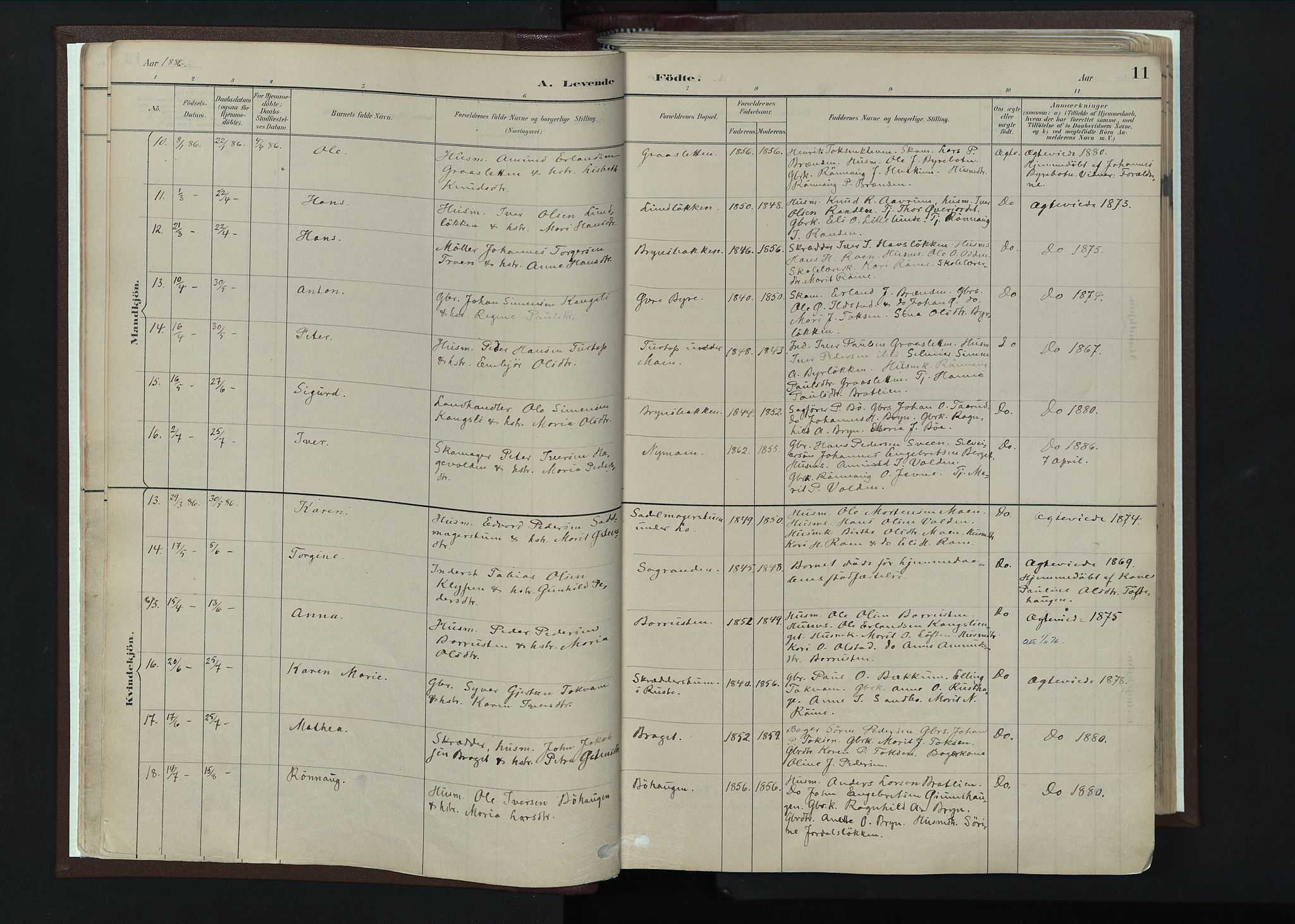 Nord-Fron prestekontor, AV/SAH-PREST-080/H/Ha/Haa/L0004: Ministerialbok nr. 4, 1884-1914, s. 11