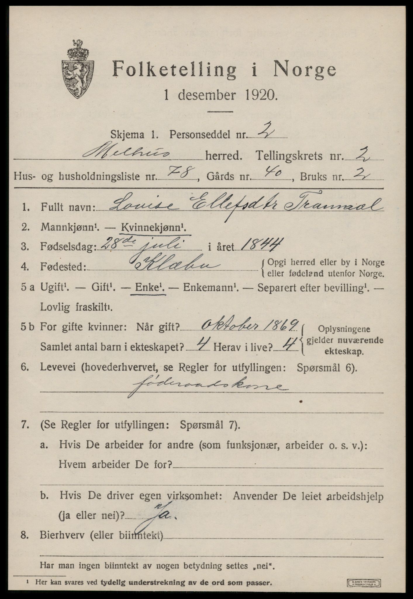 SAT, Folketelling 1920 for 1653 Melhus herred, 1920, s. 2585