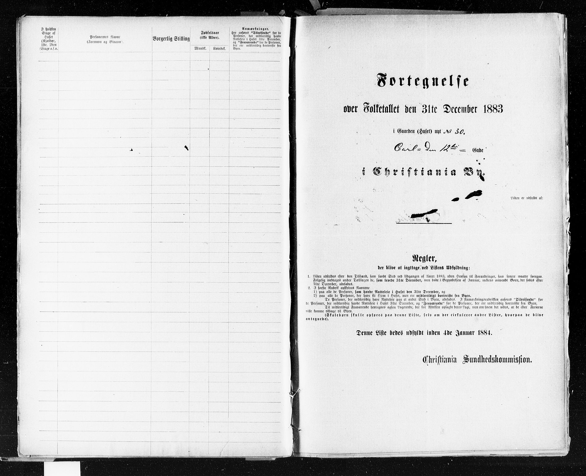 OBA, Kommunal folketelling 31.12.1883 for Kristiania kjøpstad, 1883, s. 2085