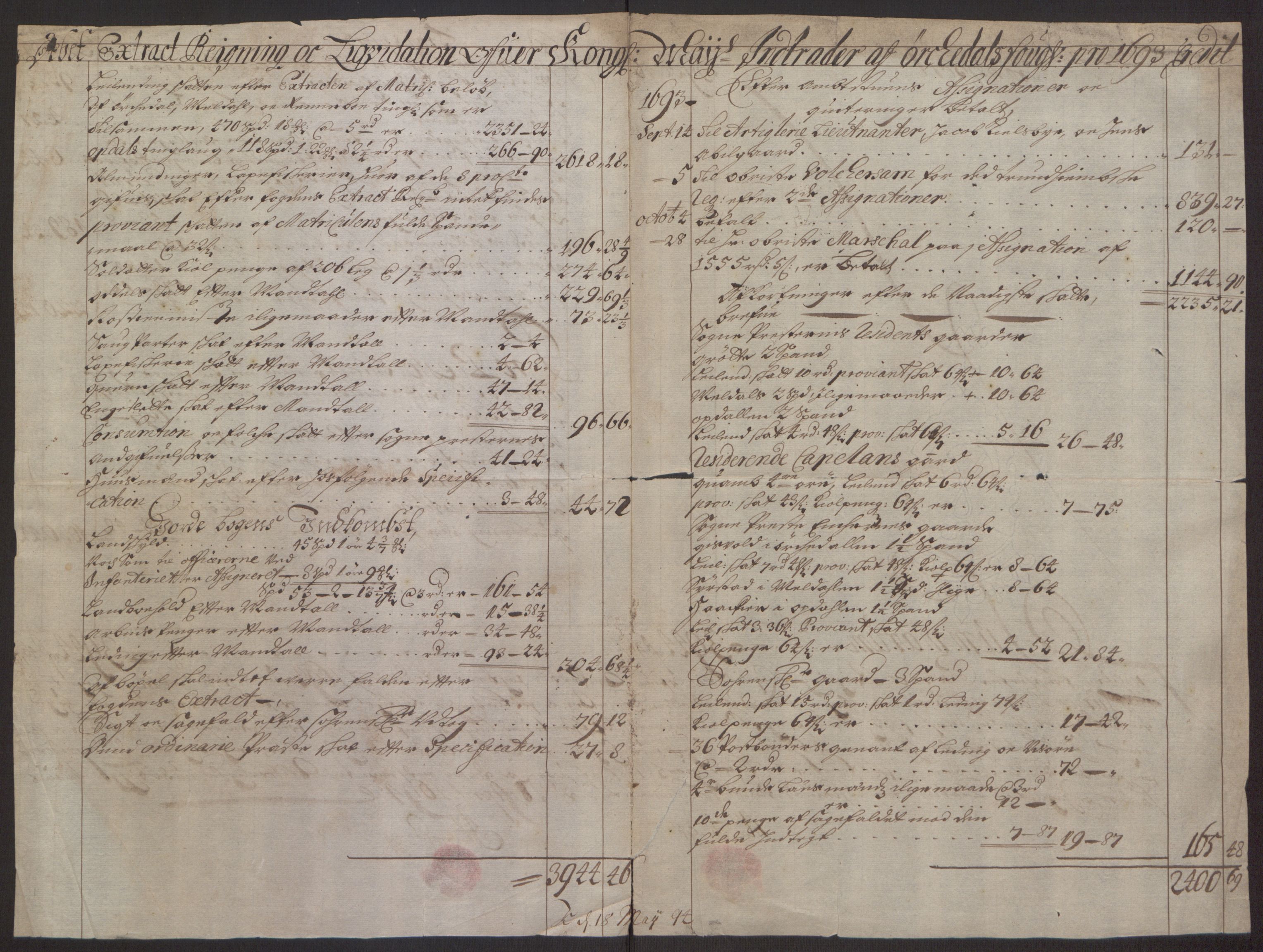 Rentekammeret inntil 1814, Reviderte regnskaper, Fogderegnskap, AV/RA-EA-4092/R60/L3944: Fogderegnskap Orkdal og Gauldal, 1694, s. 5