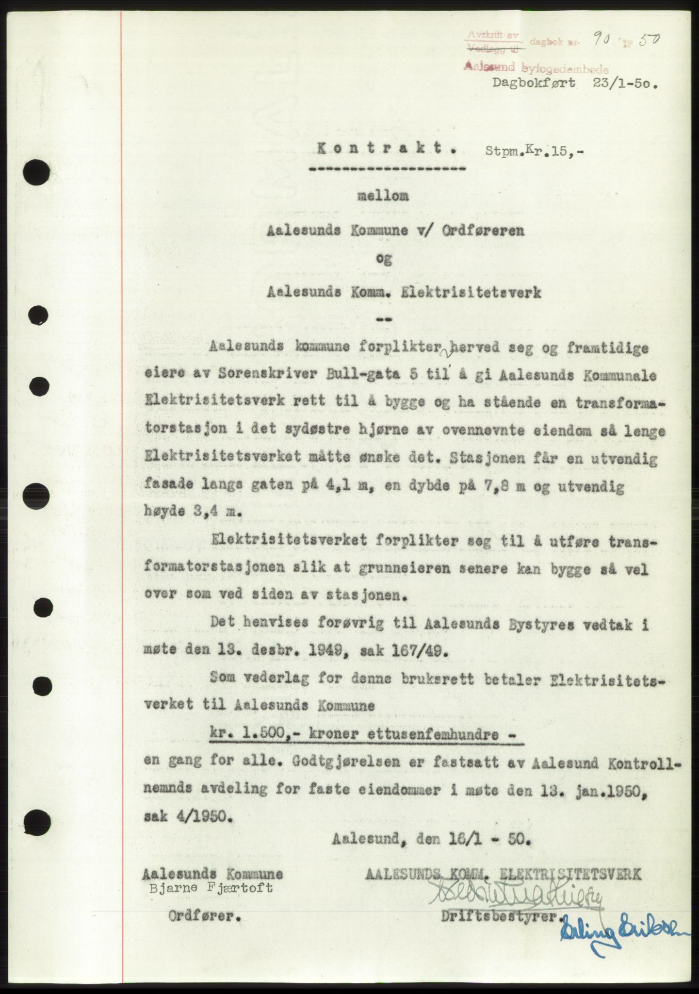 Ålesund byfogd, SAT/A-4384: Pantebok nr. B36-38, 1948-1950, Dagboknr: 90/1950