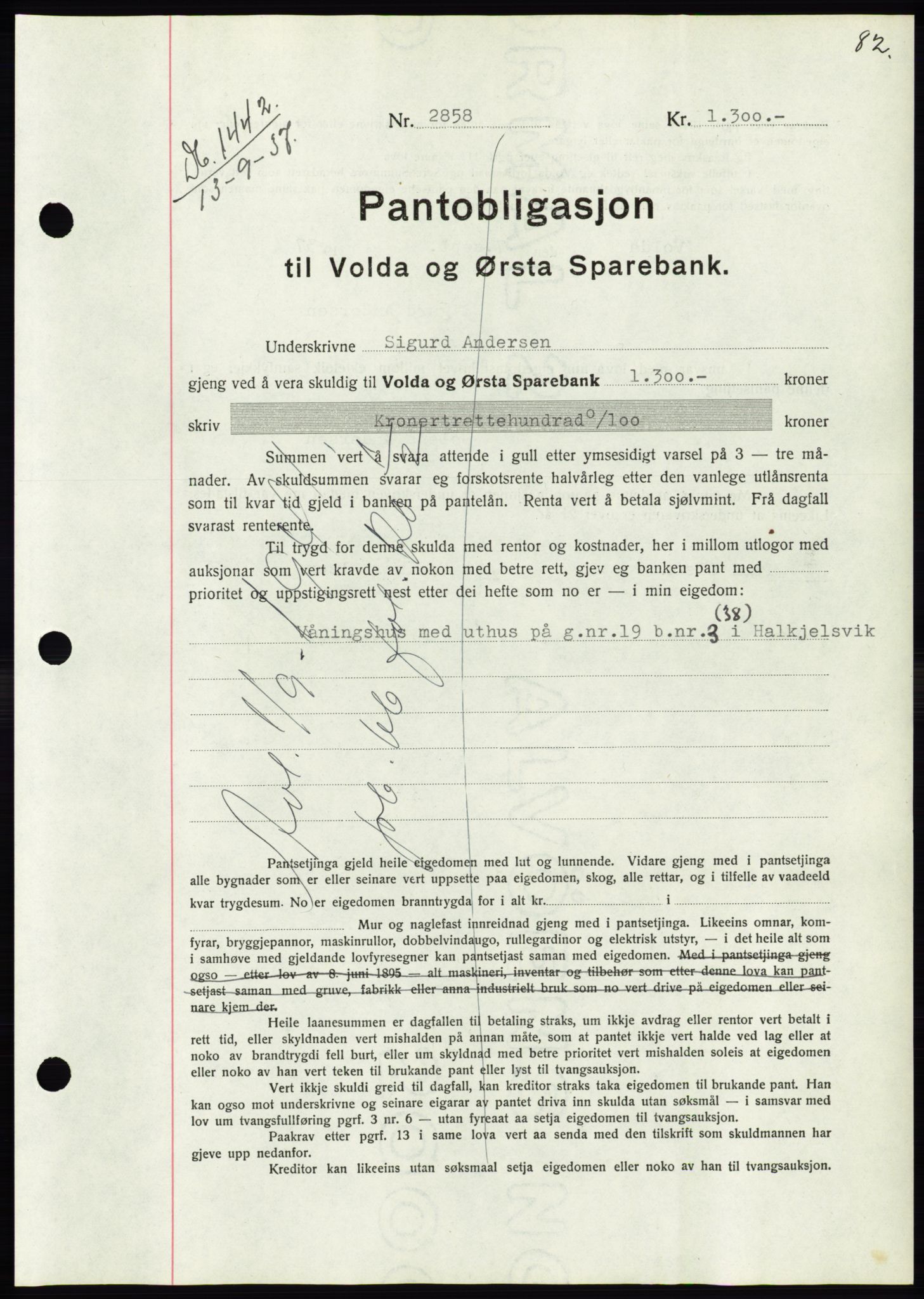 Søre Sunnmøre sorenskriveri, SAT/A-4122/1/2/2C/L0064: Pantebok nr. 58, 1937-1938, Dagboknr: 1442/1937