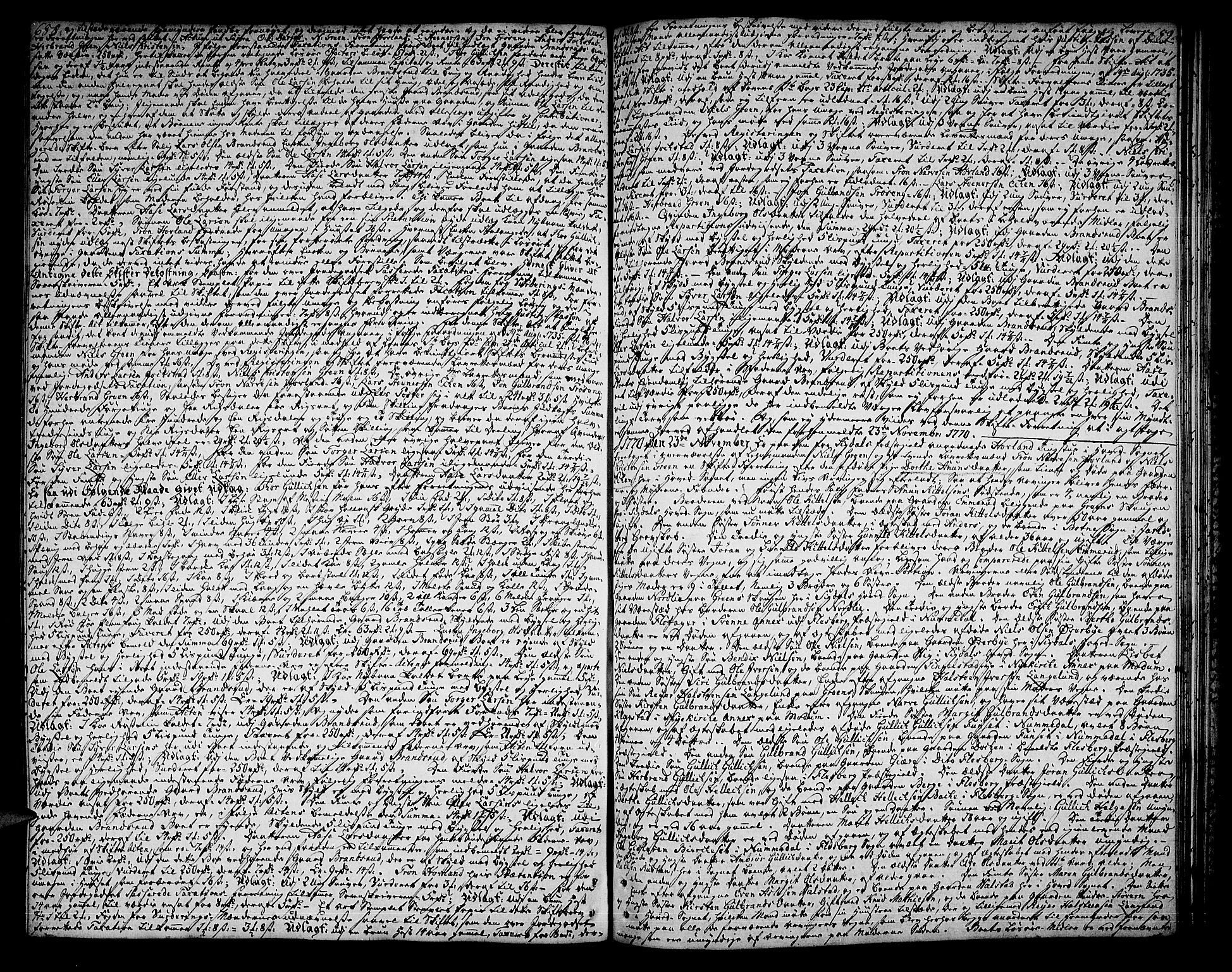 Eiker, Modum og Sigdal sorenskriveri, SAKO/A-123/H/Hb/Hba/L0014: Skifteprotokoll, 1766-1771, s. 688-689