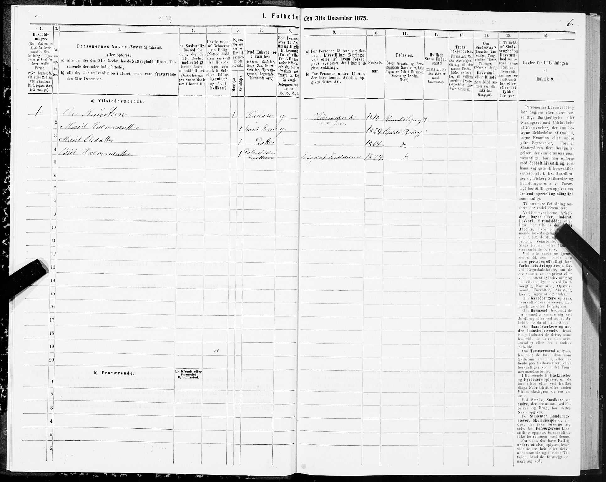 SAT, Folketelling 1875 for 1634P Oppdal prestegjeld, 1875, s. 3006