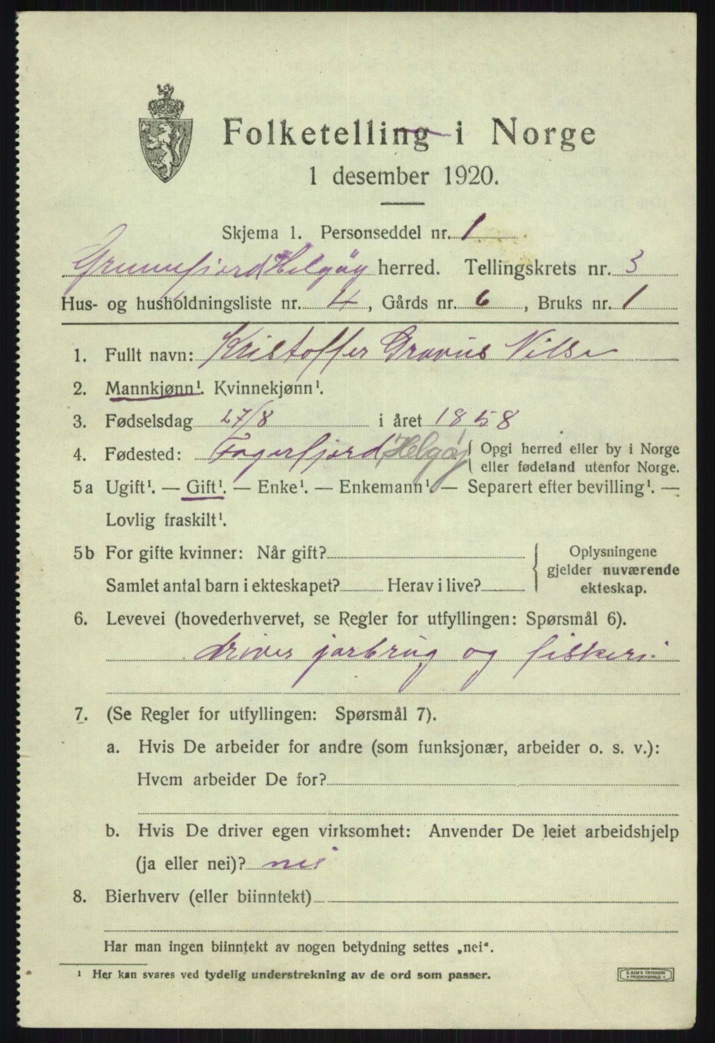 SATØ, Folketelling 1920 for 1935 Helgøy herred, 1920, s. 1431