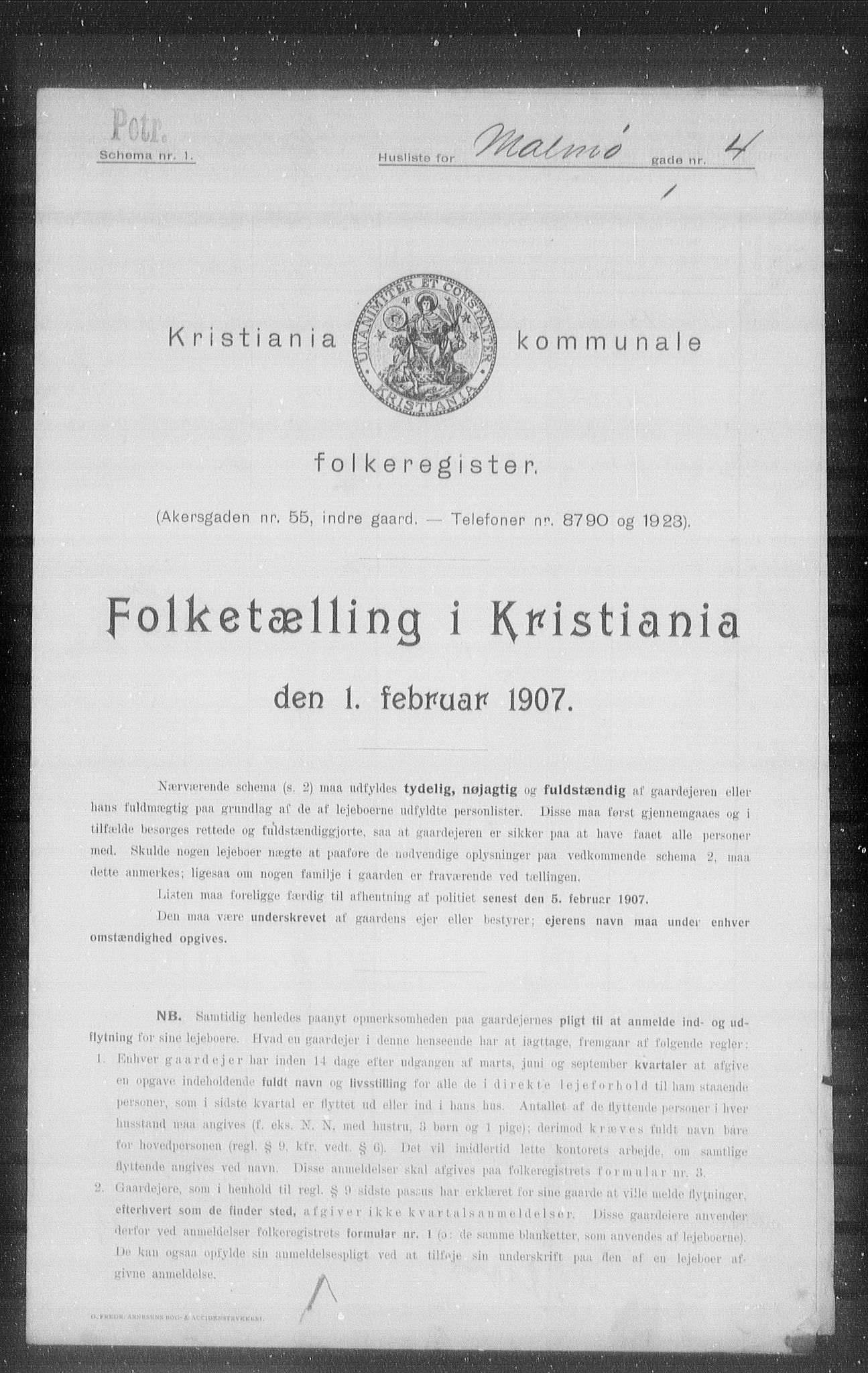 OBA, Kommunal folketelling 1.2.1907 for Kristiania kjøpstad, 1907, s. 30625