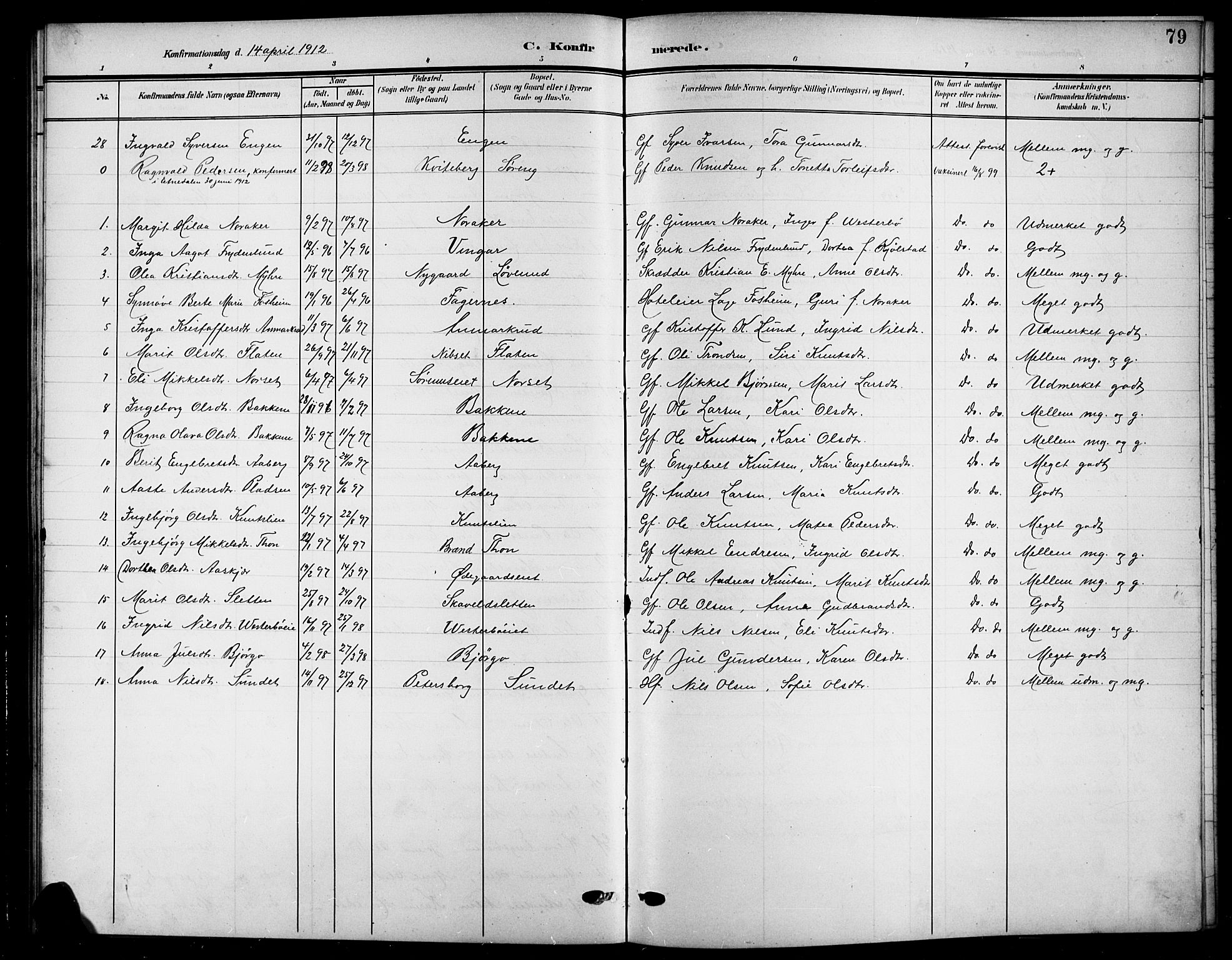 Nord-Aurdal prestekontor, AV/SAH-PREST-132/H/Ha/Hab/L0012: Klokkerbok nr. 12, 1907-1920, s. 79