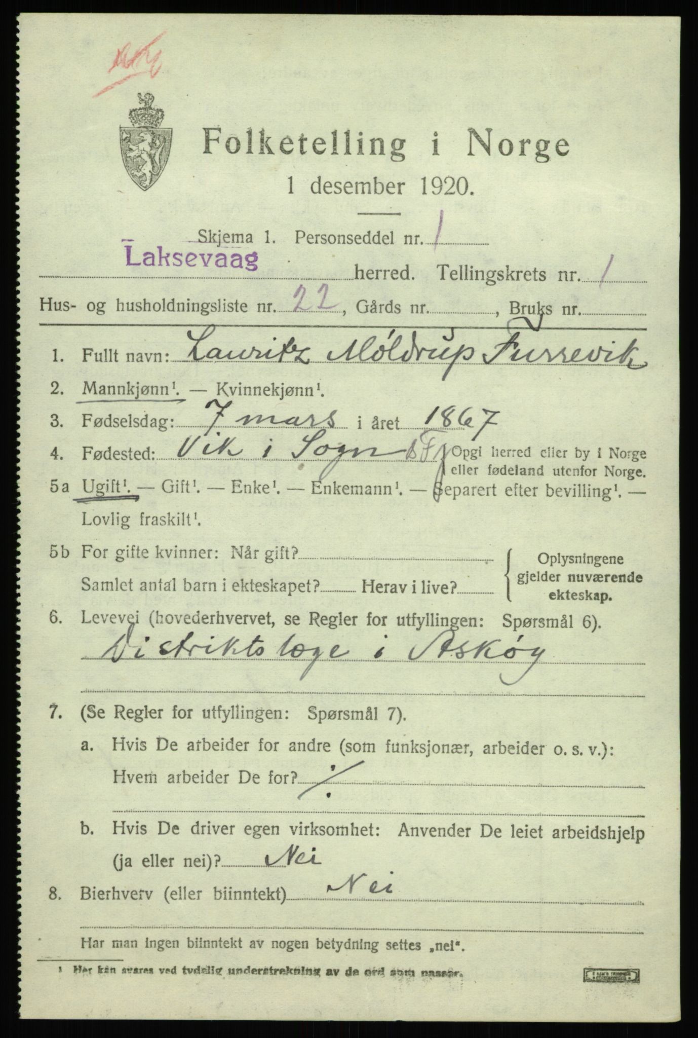 SAB, Folketelling 1920 for 1248 Laksevåg herred, 1920, s. 2558