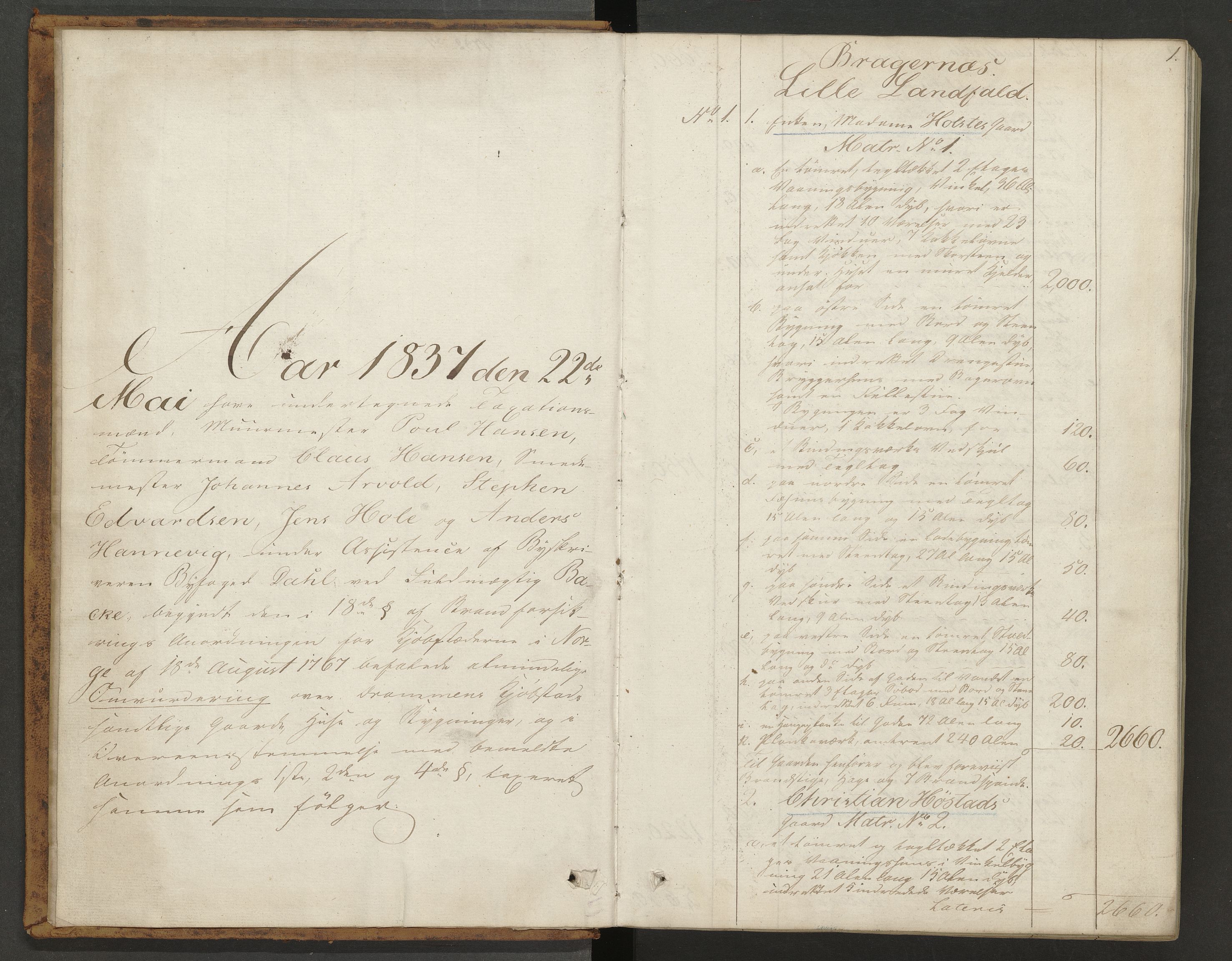 Drammen magistrat, SAKO/A-846/F/Fa/Faa/L0002: Branntakstprotokoll, 1837
