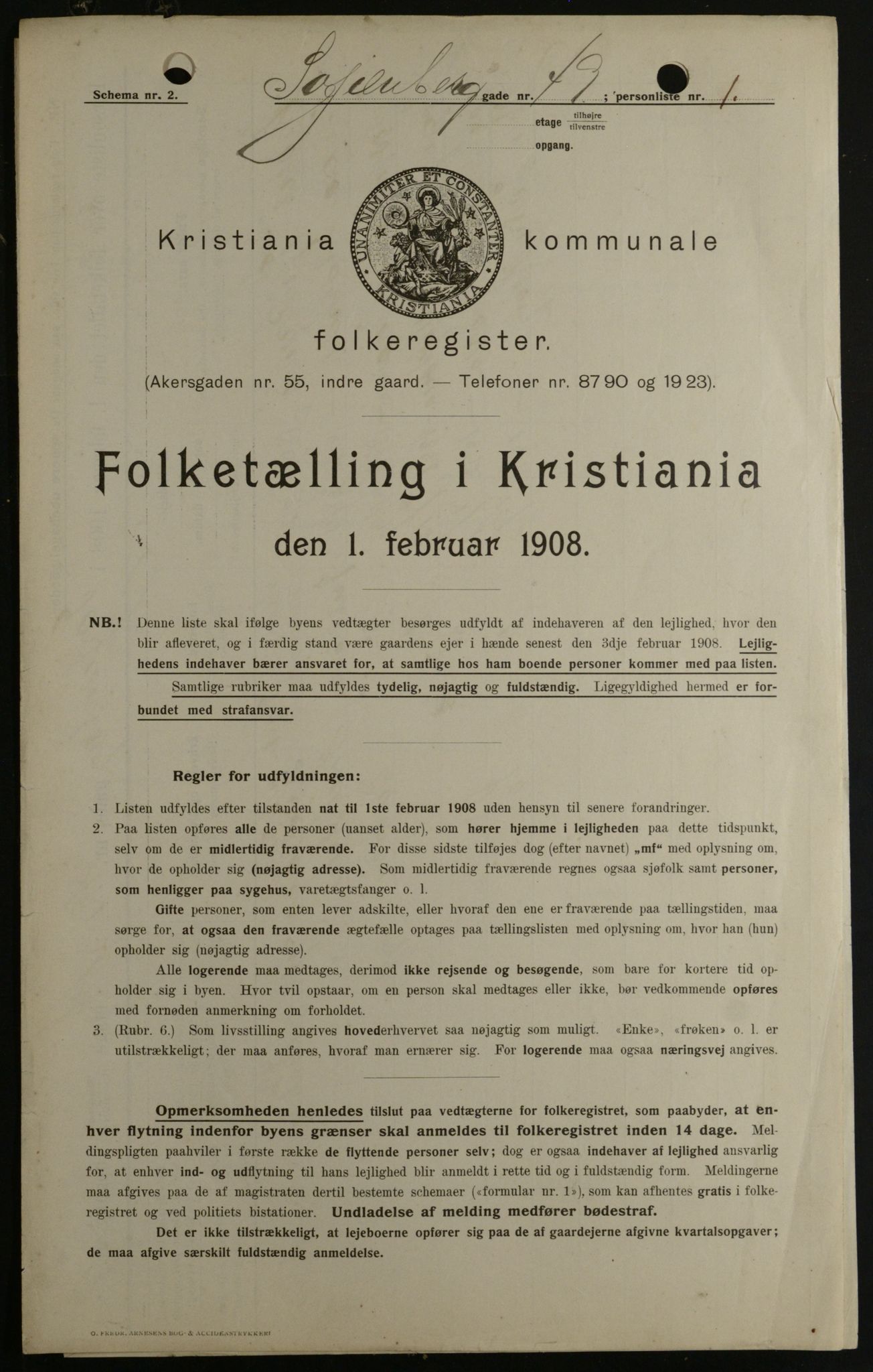 OBA, Kommunal folketelling 1.2.1908 for Kristiania kjøpstad, 1908, s. 88795