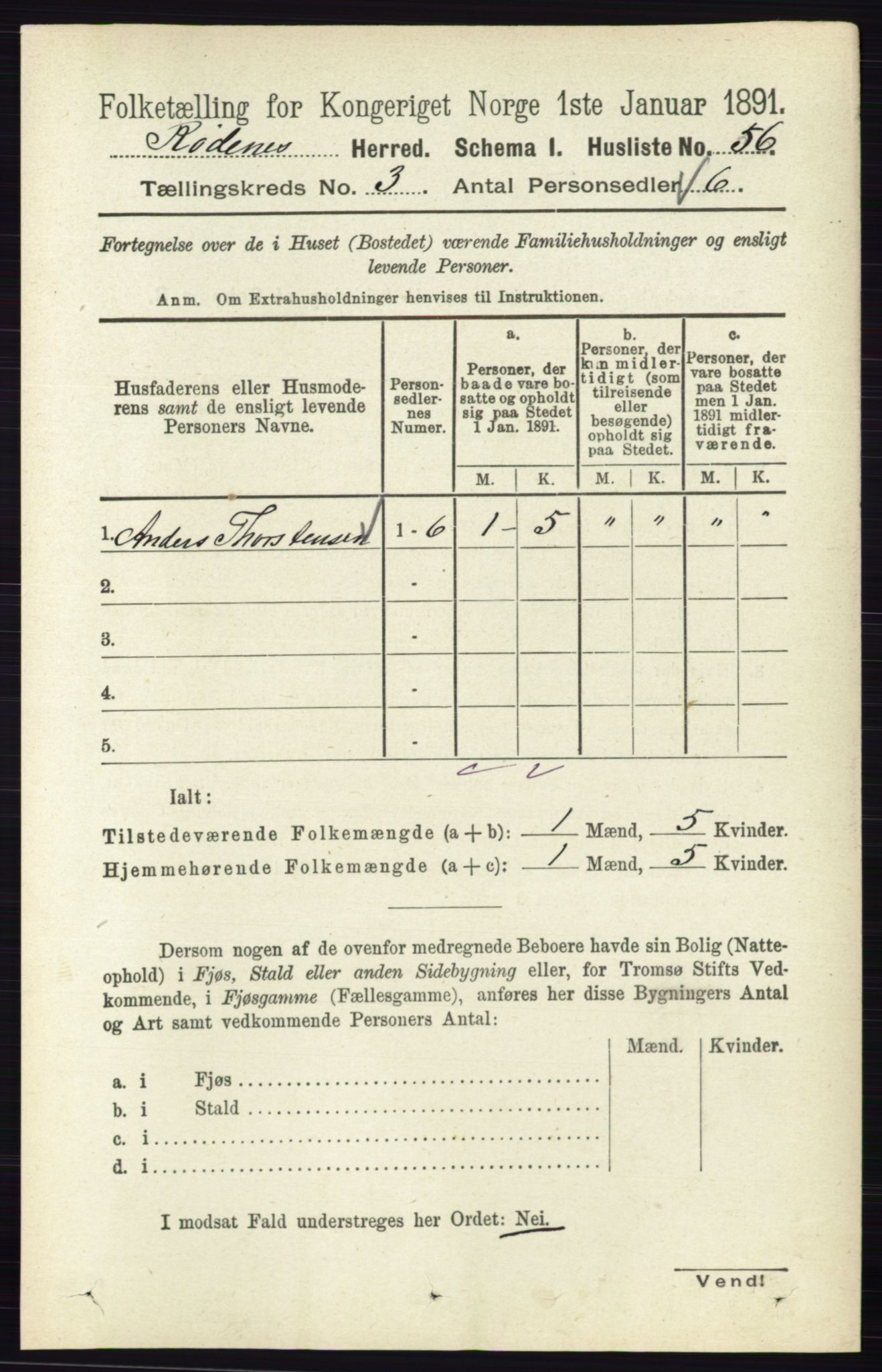 RA, Folketelling 1891 for 0120 Rødenes herred, 1891, s. 1184