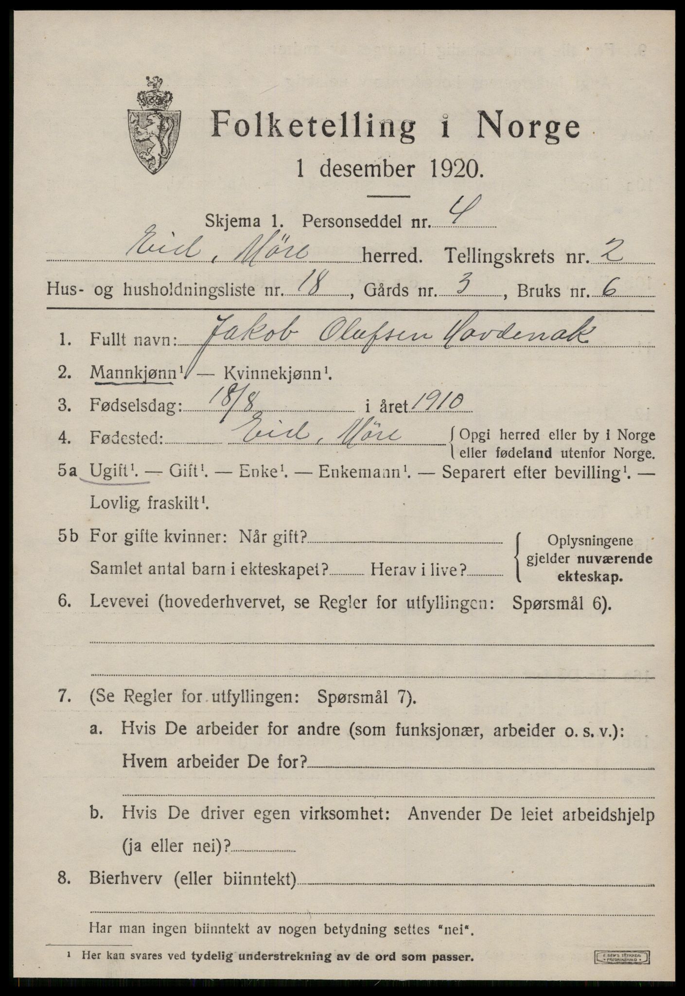SAT, Folketelling 1920 for 1538 Eid herred, 1920, s. 717