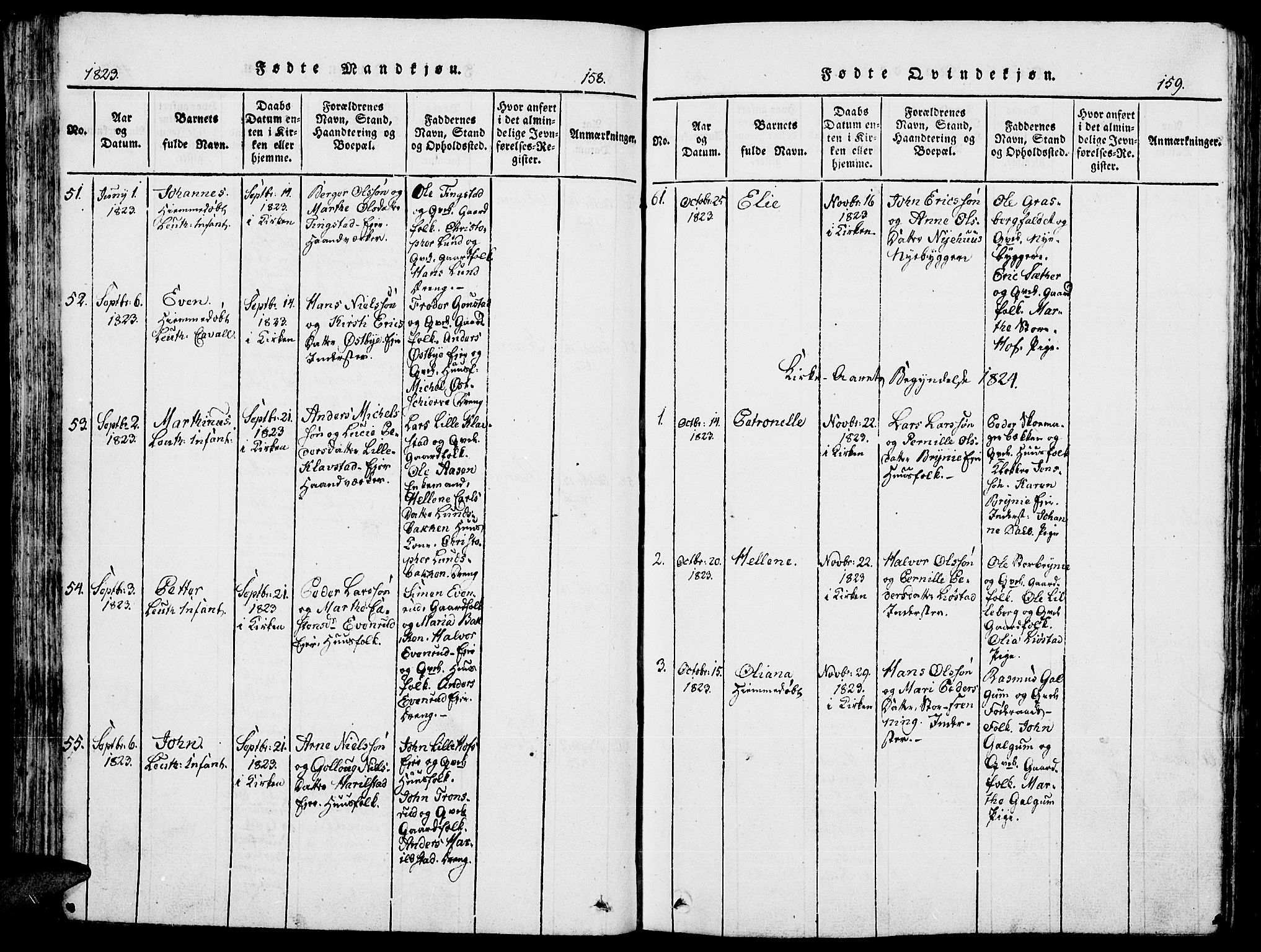 Romedal prestekontor, AV/SAH-PREST-004/K/L0002: Ministerialbok nr. 2, 1814-1828, s. 158-159
