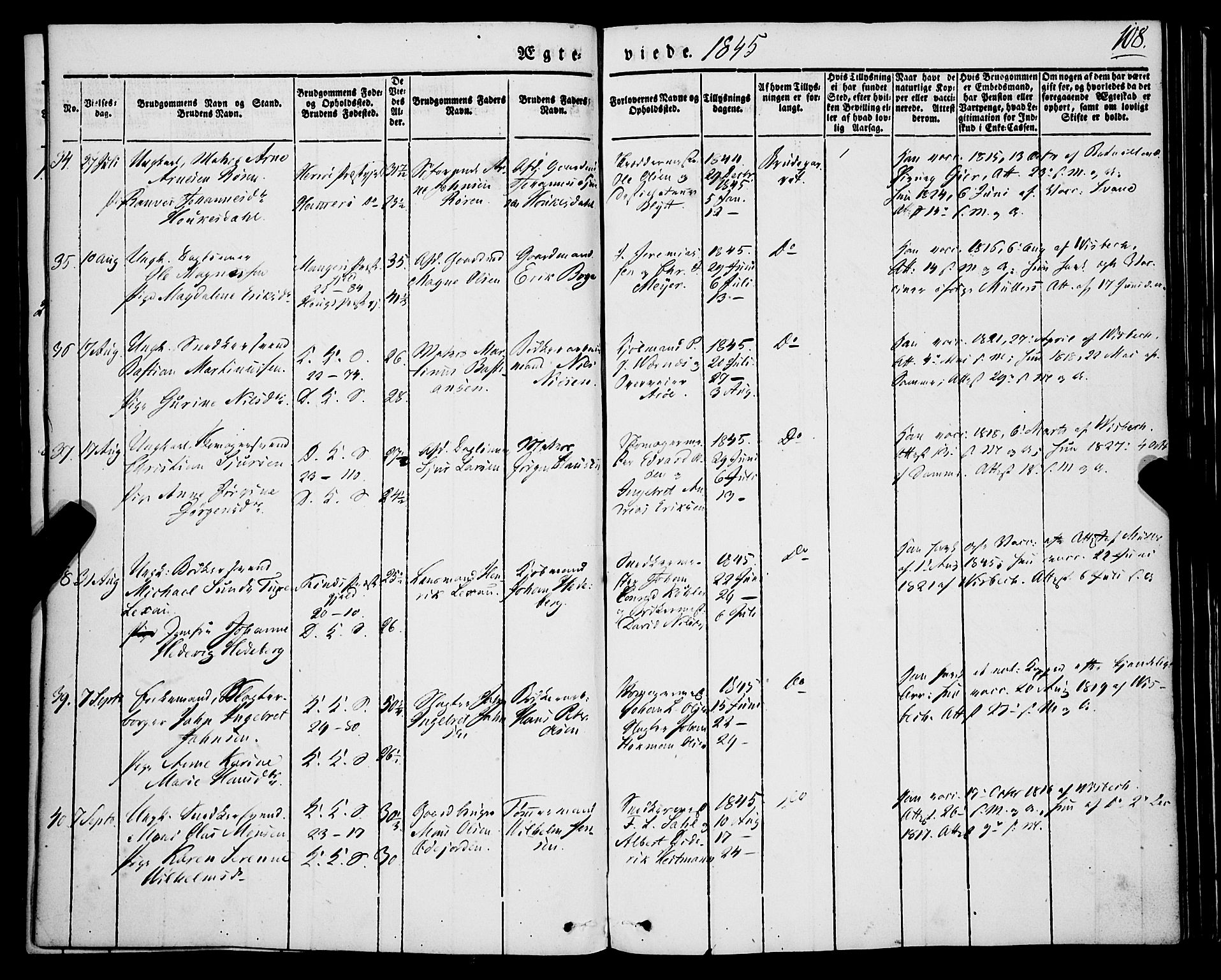 Korskirken sokneprestembete, AV/SAB-A-76101/H/Haa/L0034: Ministerialbok nr. D 1, 1832-1852, s. 108