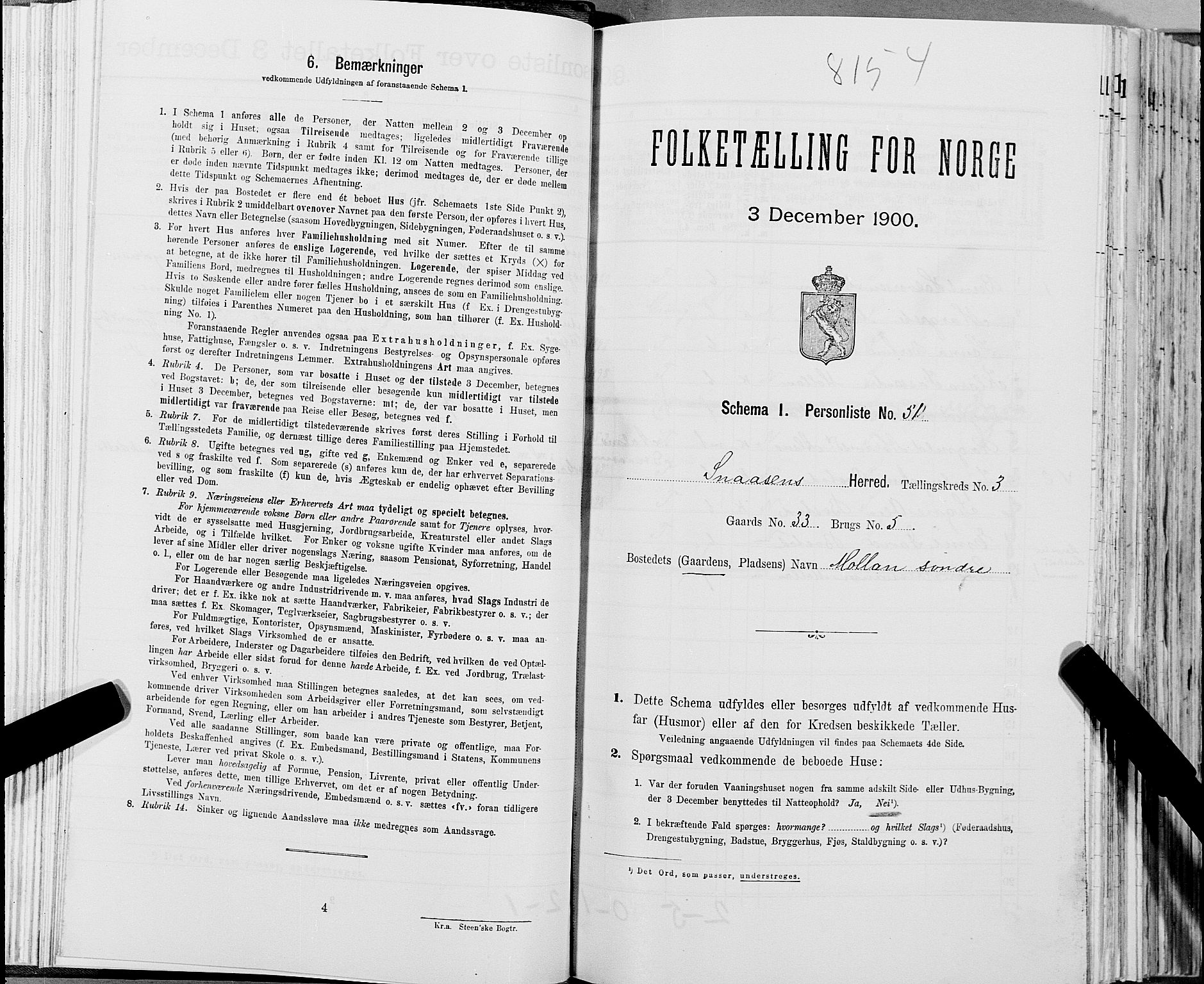 SAT, Folketelling 1900 for 1736 Snåsa herred, 1900, s. 717