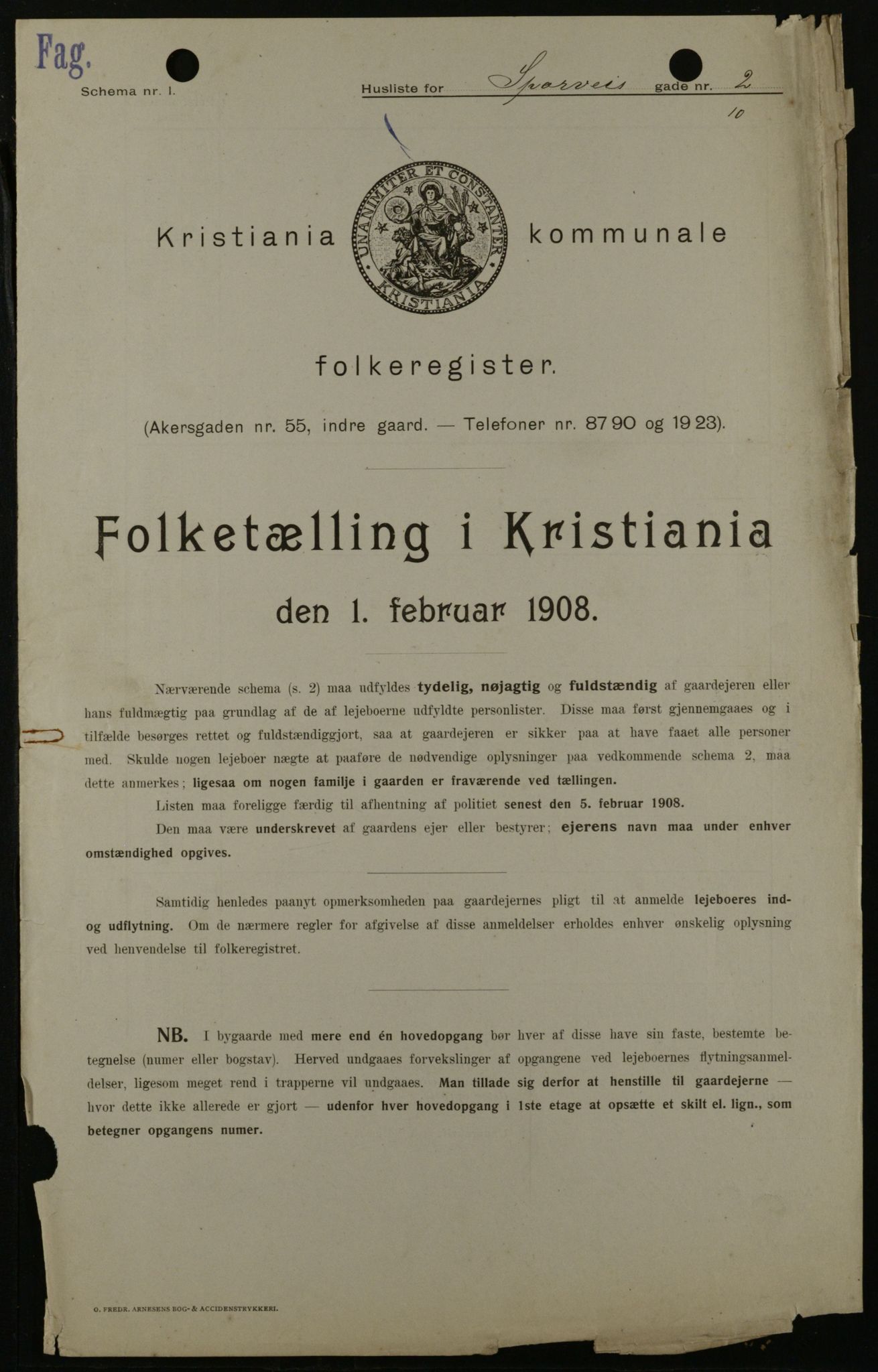 OBA, Kommunal folketelling 1.2.1908 for Kristiania kjøpstad, 1908, s. 90336