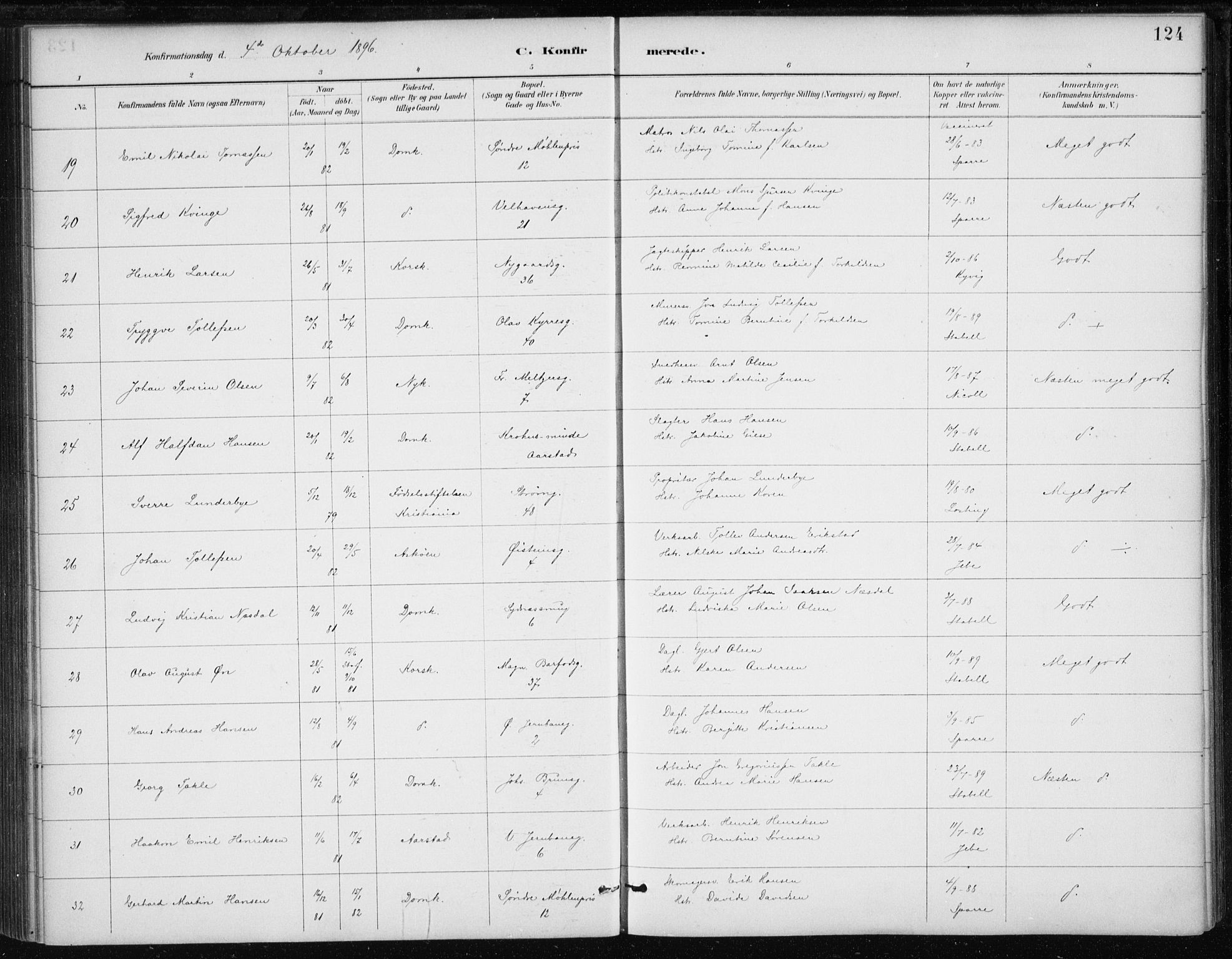 Johanneskirken sokneprestembete, AV/SAB-A-76001/H/Haa/L0008: Ministerialbok nr. C 1, 1885-1907, s. 124