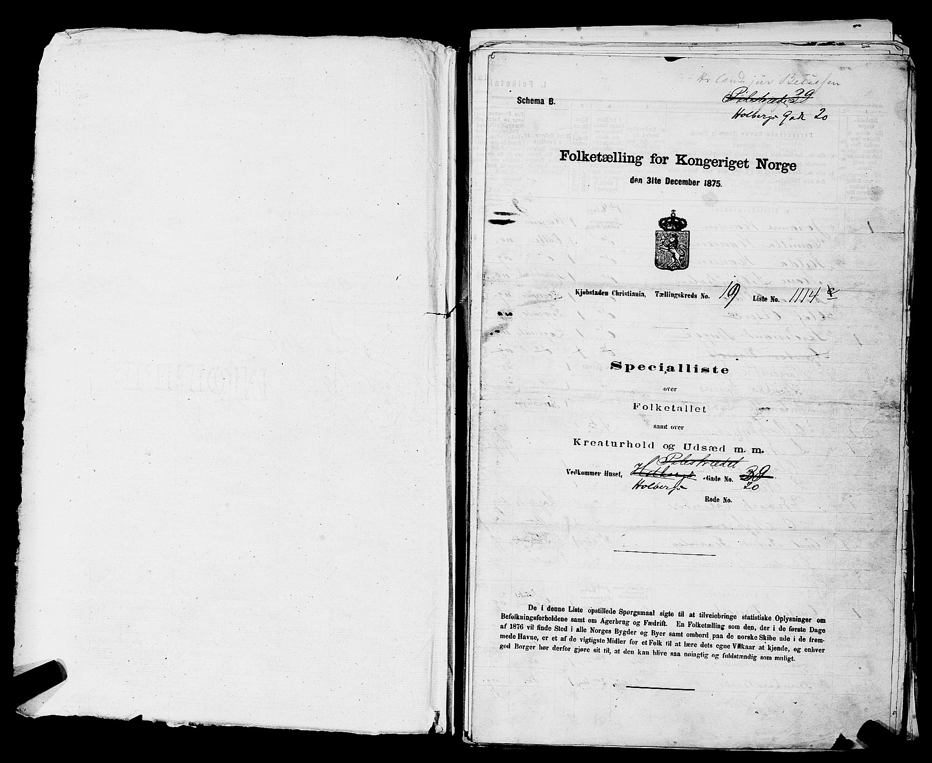 RA, Folketelling 1875 for 0301 Kristiania kjøpstad, 1875, s. 3490