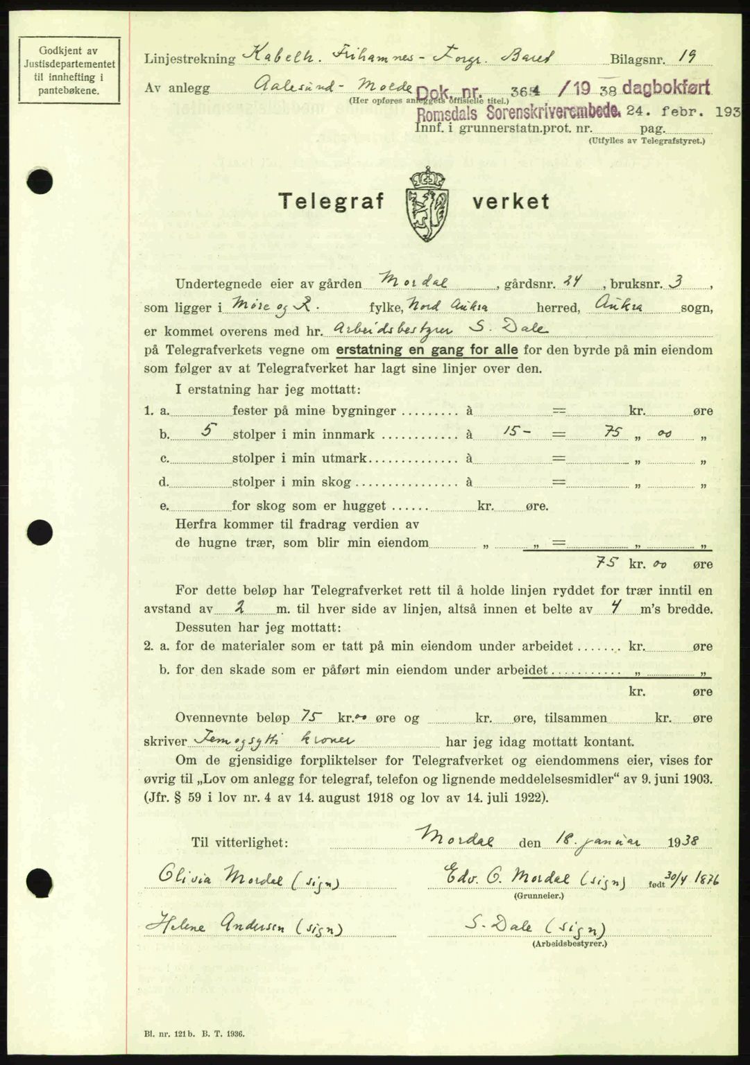 Romsdal sorenskriveri, SAT/A-4149/1/2/2C: Pantebok nr. A4, 1937-1938, Dagboknr: 364/1938