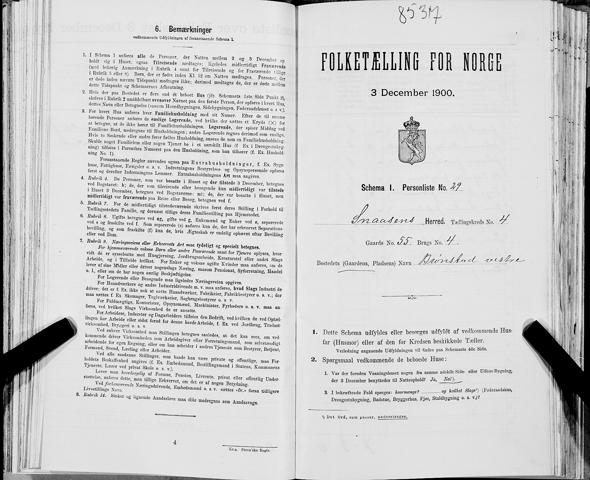 SAT, Folketelling 1900 for 1736 Snåsa herred, 1900, s. 924