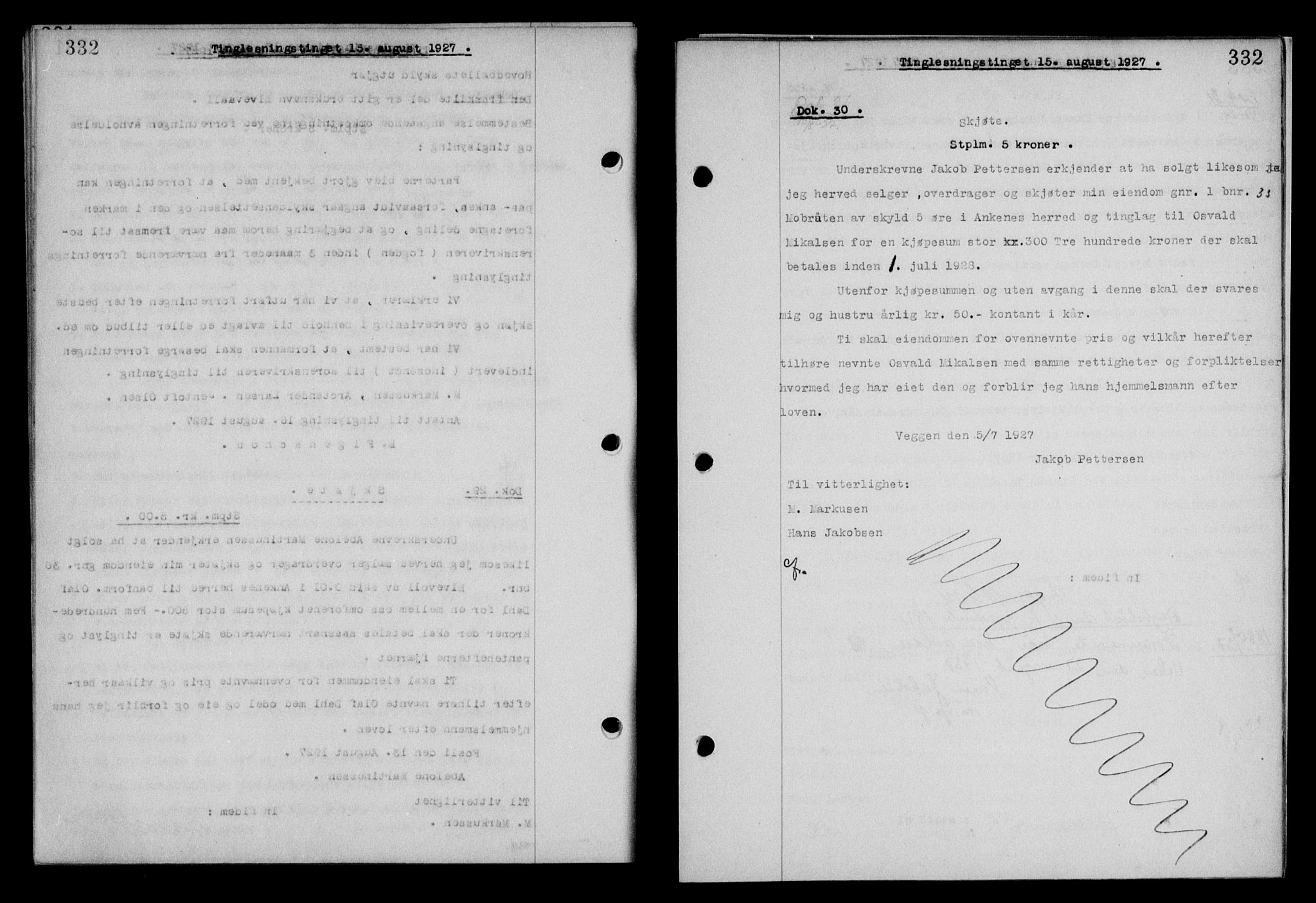 Steigen og Ofoten sorenskriveri, SAT/A-0030/1/2/2C/L0014: Pantebok nr. 13 og 15, 1926-1927, Tingl.dato: 15.08.1927