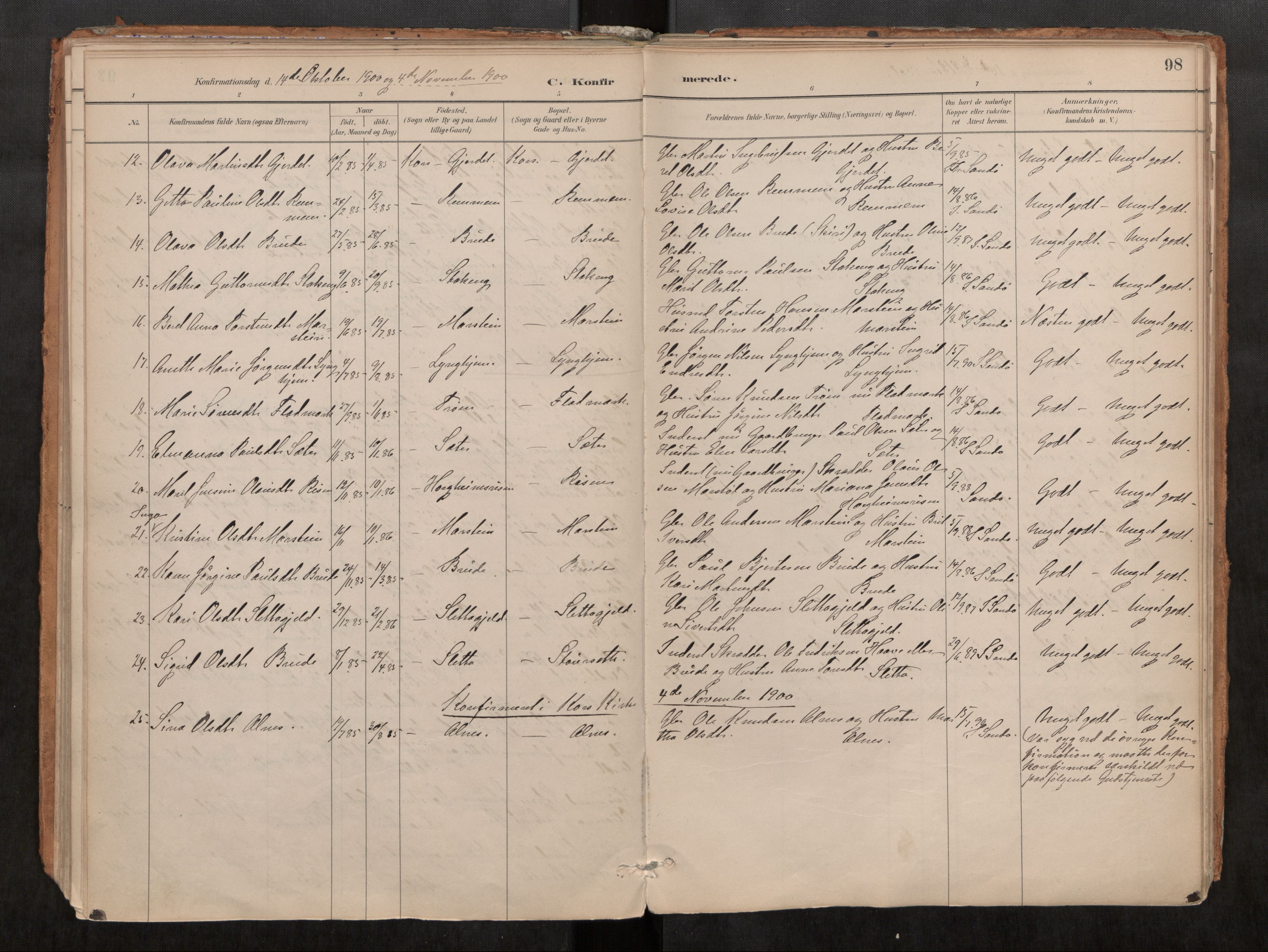 Ministerialprotokoller, klokkerbøker og fødselsregistre - Møre og Romsdal, AV/SAT-A-1454/546/L0599: Ministerialbok nr. 546A03, 1882-1920, s. 98
