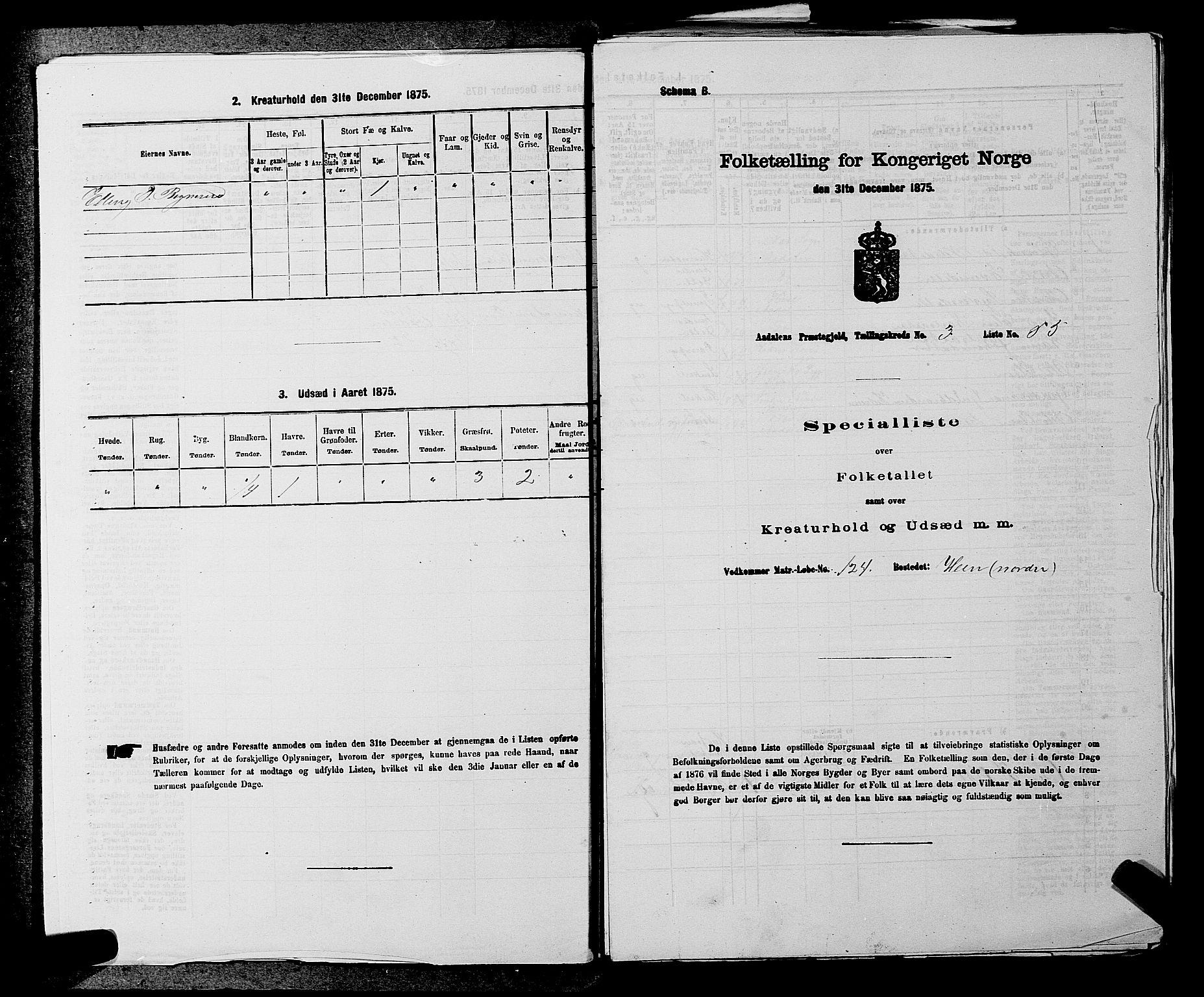 SAKO, Folketelling 1875 for 0614P Ådal prestegjeld, 1875, s. 463