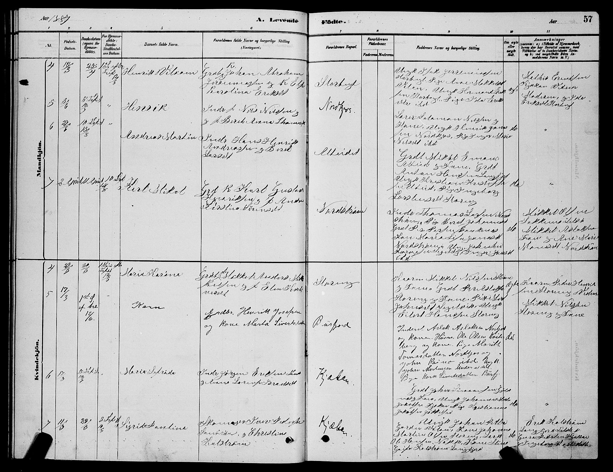 Skjervøy sokneprestkontor, AV/SATØ-S-1300/H/Ha/Hab/L0015klokker: Klokkerbok nr. 15, 1878-1890, s. 57