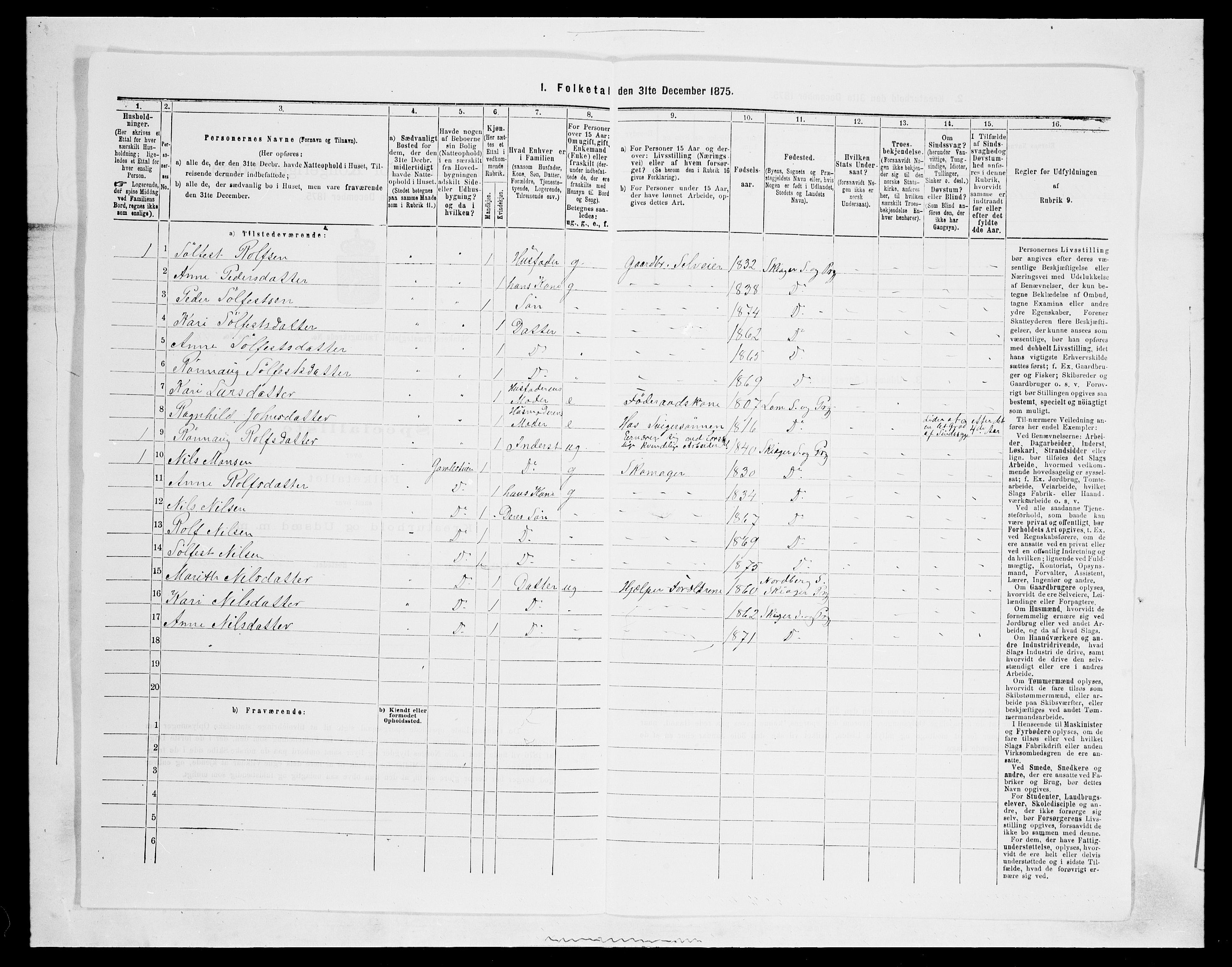 SAH, Folketelling 1875 for 0513P Skjåk prestegjeld, 1875, s. 148