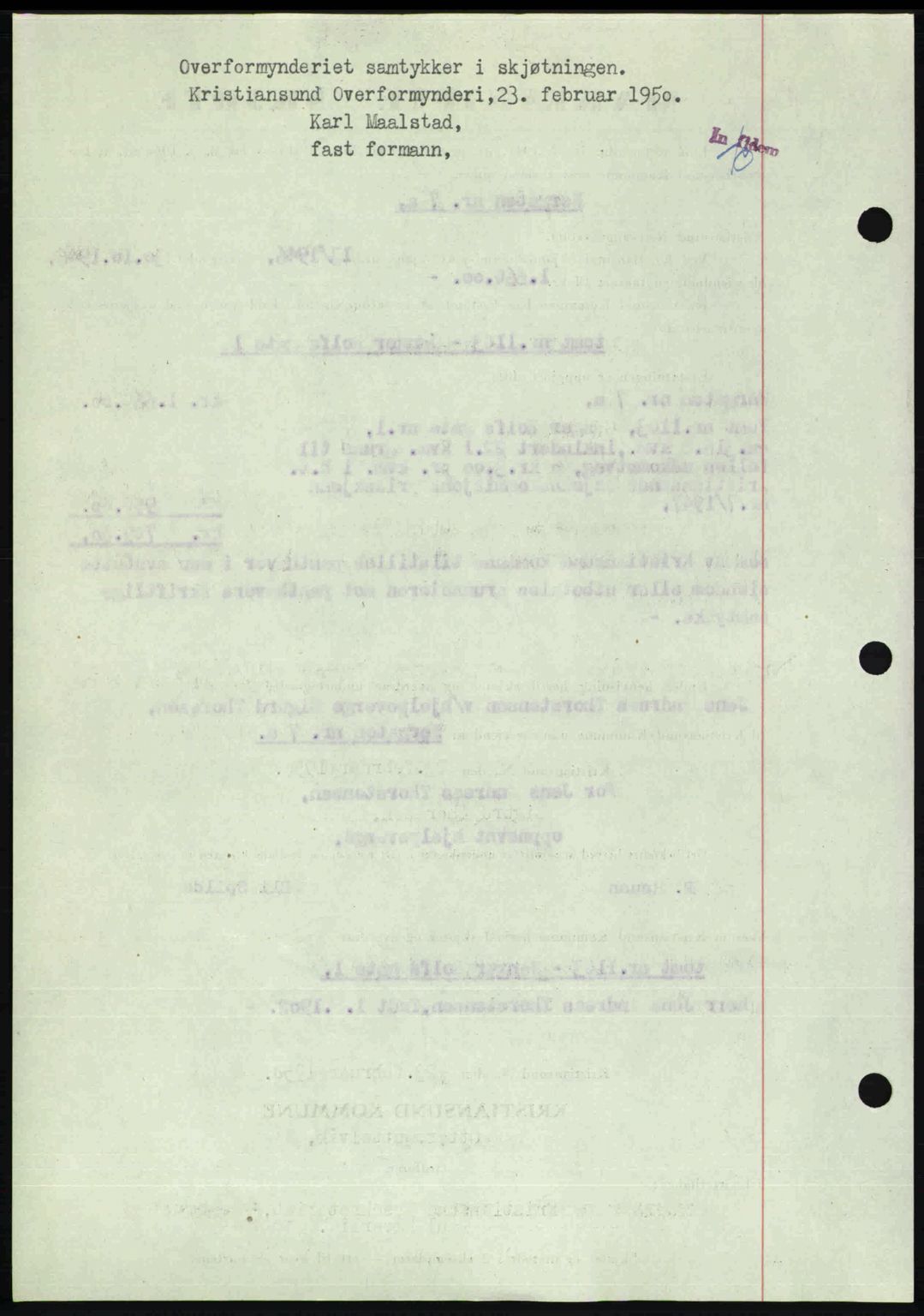 Kristiansund byfogd, AV/SAT-A-4587/A/27: Pantebok nr. 46, 1949-1950, Dagboknr: 361/1950