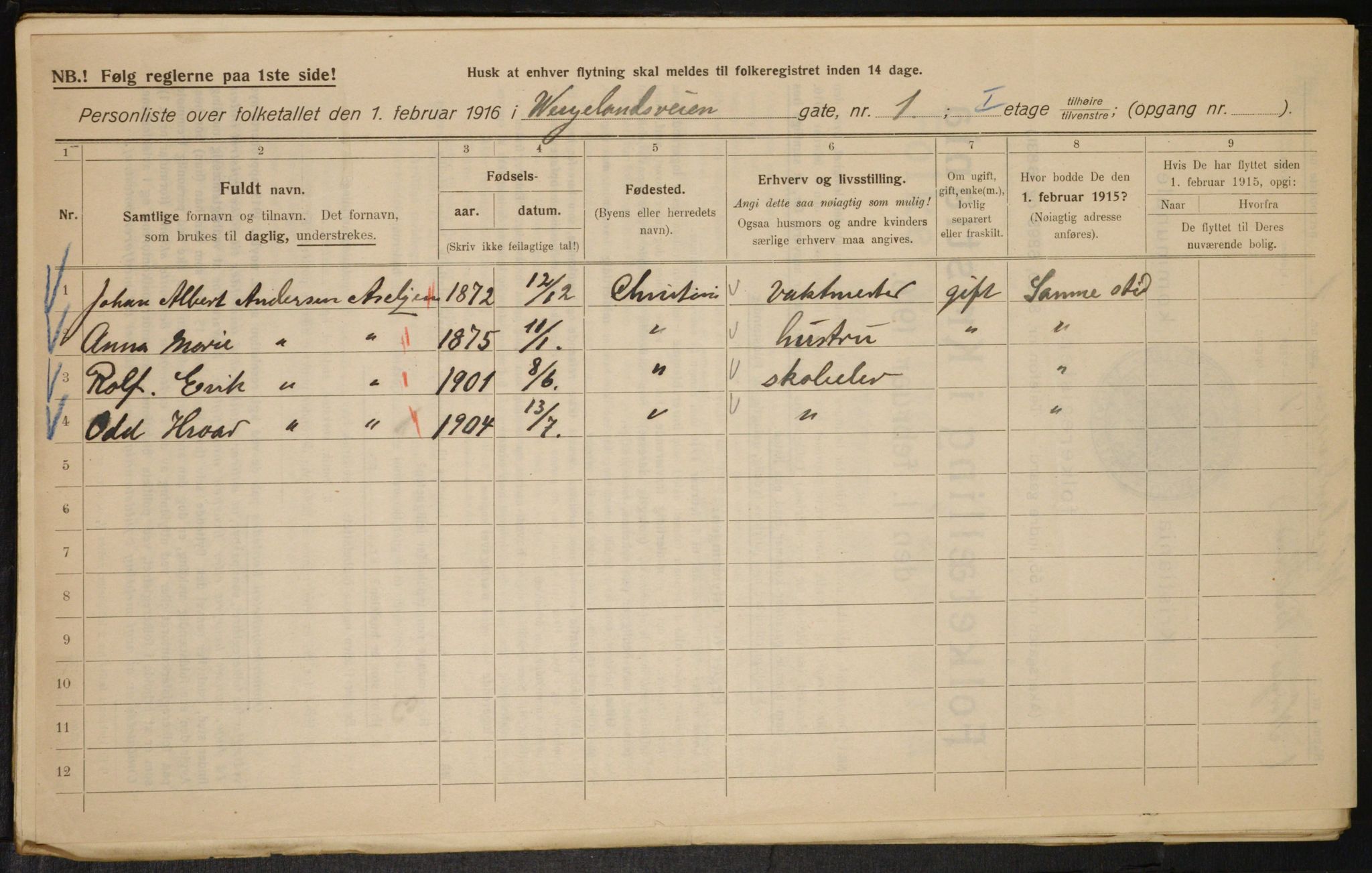 OBA, Kommunal folketelling 1.2.1916 for Kristiania, 1916, s. 131423