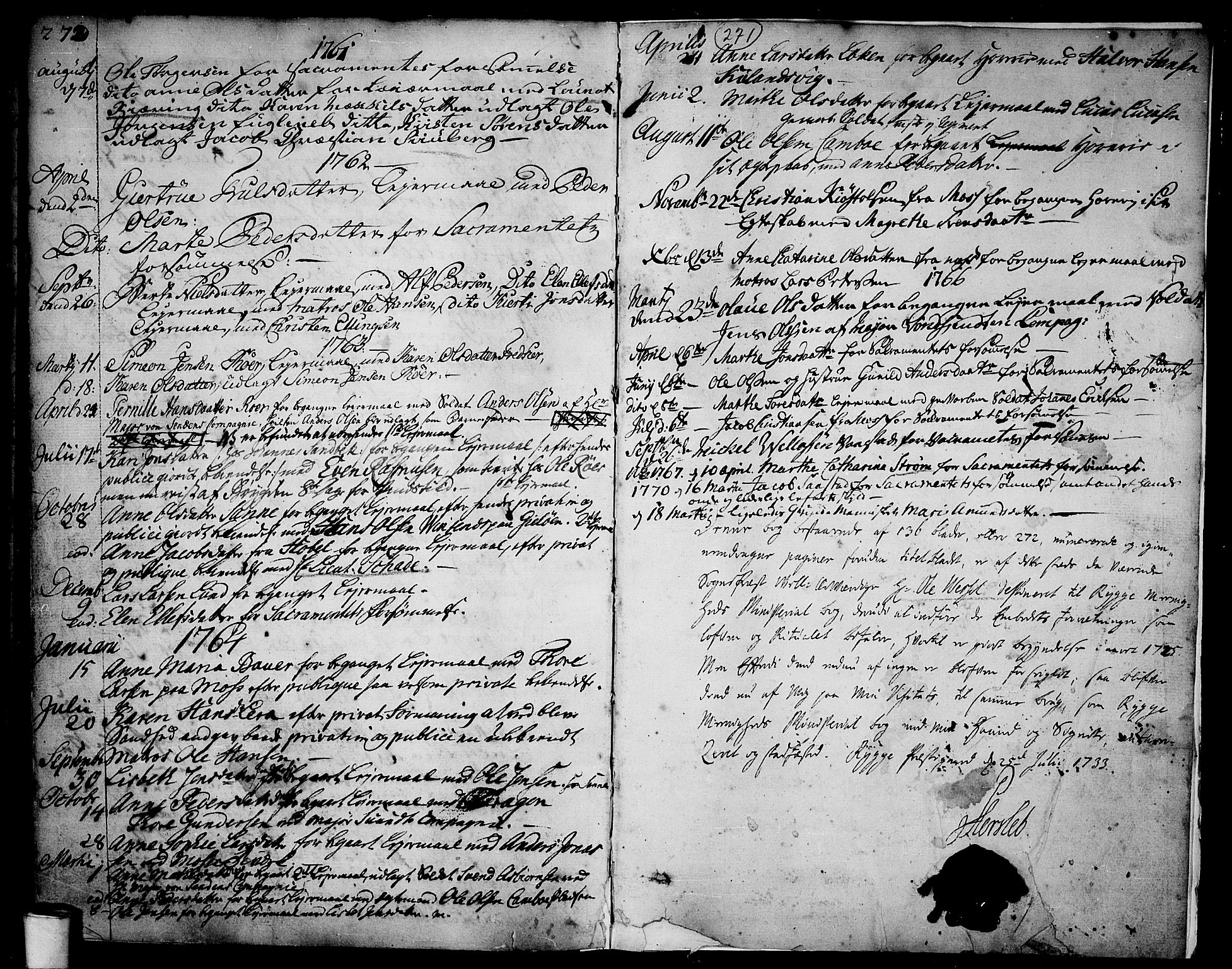 Rygge prestekontor Kirkebøker, AV/SAO-A-10084b/F/Fa/L0001: Ministerialbok nr. 1, 1725-1771, s. 270-271