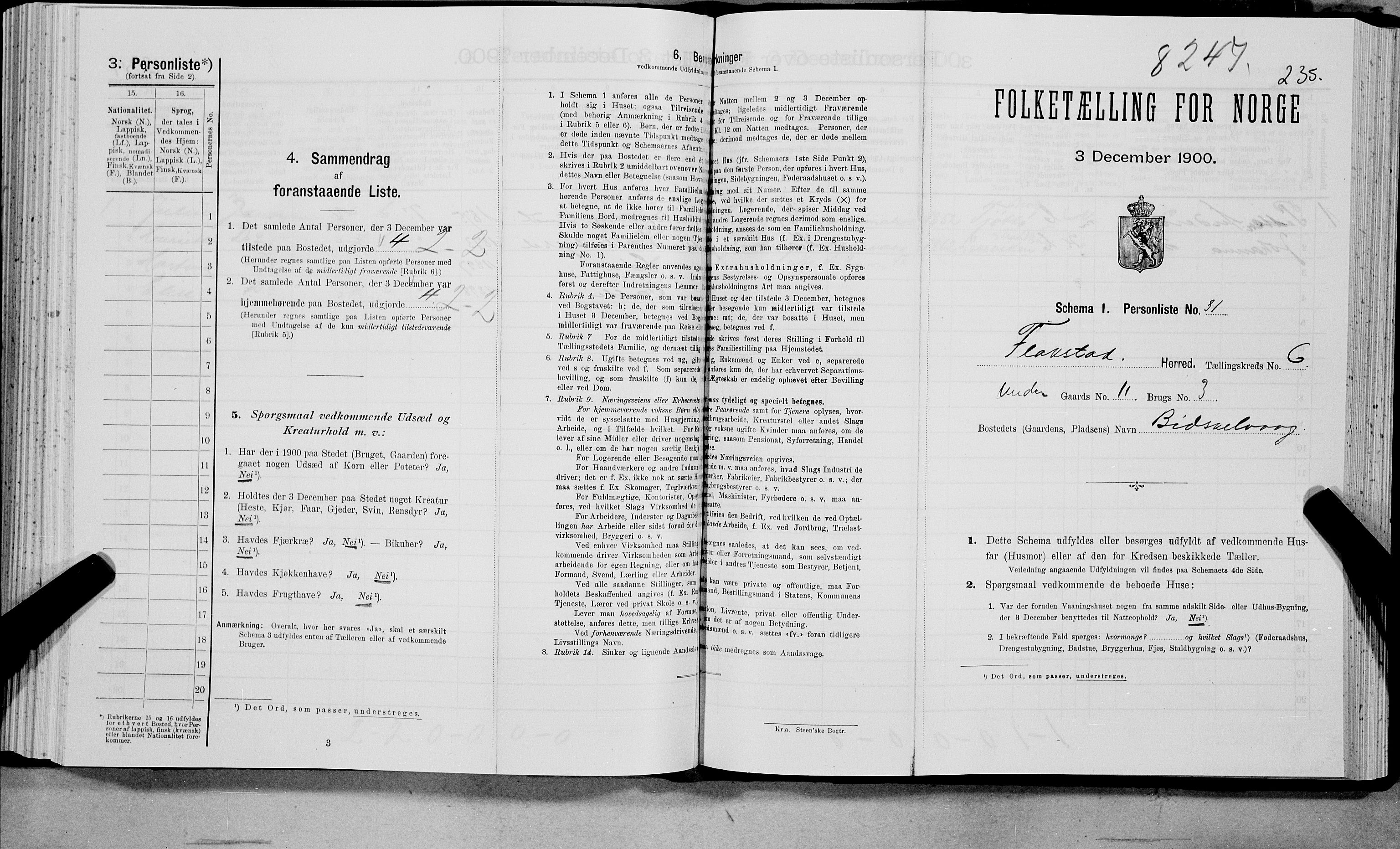 SAT, Folketelling 1900 for 1859 Flakstad herred, 1900, s. 725