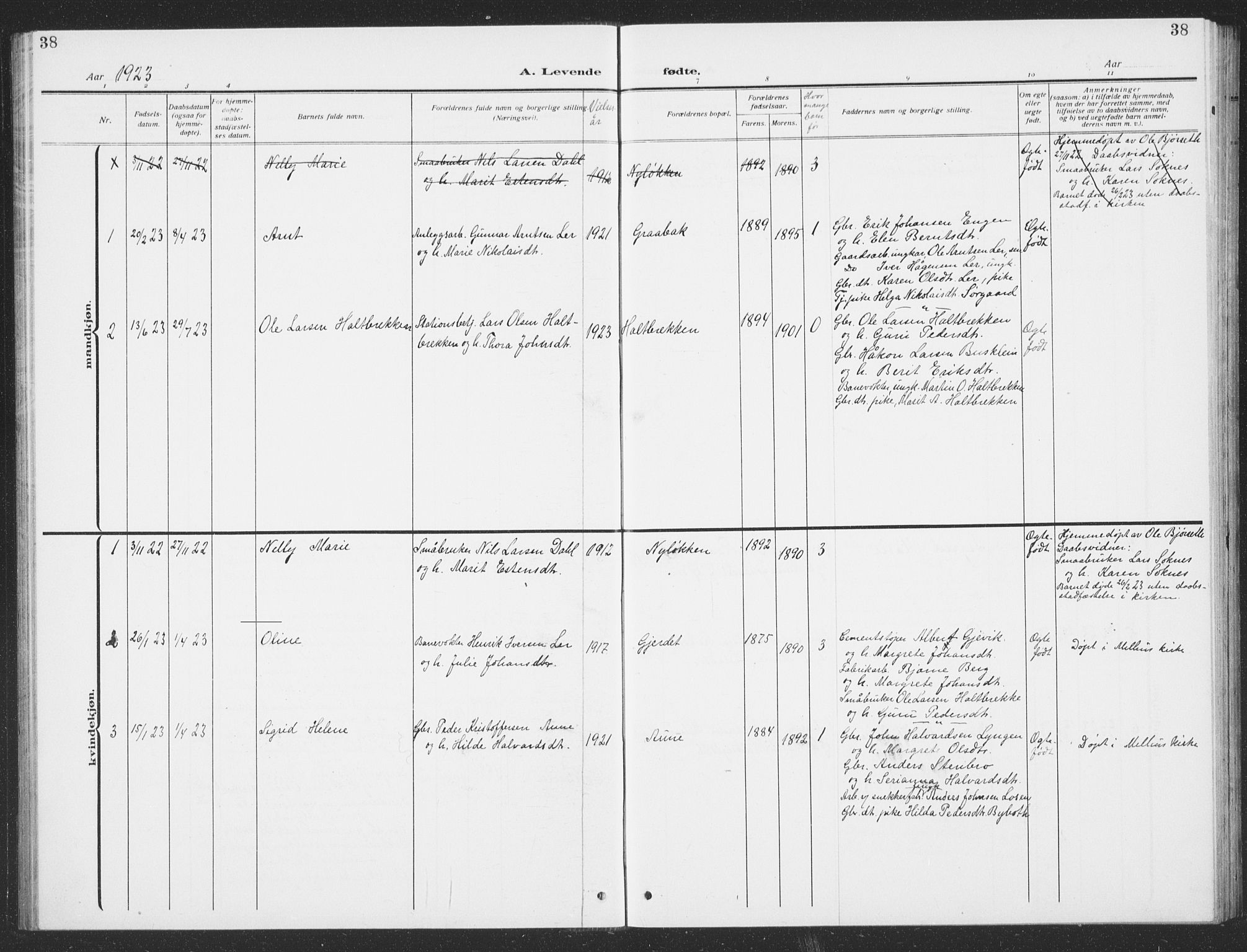 Ministerialprotokoller, klokkerbøker og fødselsregistre - Sør-Trøndelag, AV/SAT-A-1456/693/L1124: Klokkerbok nr. 693C05, 1911-1941, s. 38