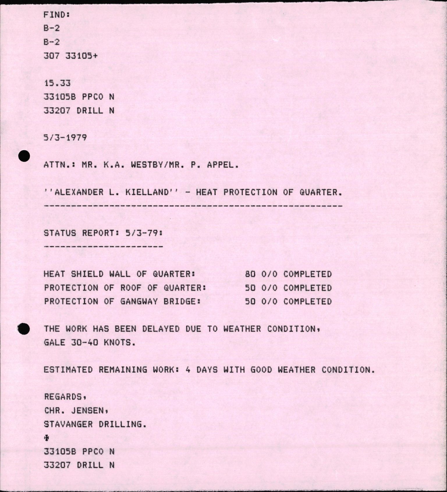 Pa 1503 - Stavanger Drilling AS, AV/SAST-A-101906/2/E/Eb/Eba/L0010: Sak og korrespondanse, 1977-1981