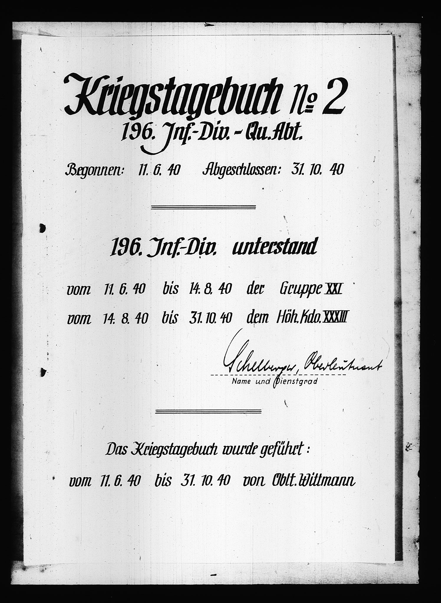 Documents Section, AV/RA-RAFA-2200/V/L0087: Amerikansk mikrofilm "Captured German Documents".
Box No. 726.  FKA jnr. 601/1954., 1940, s. 685