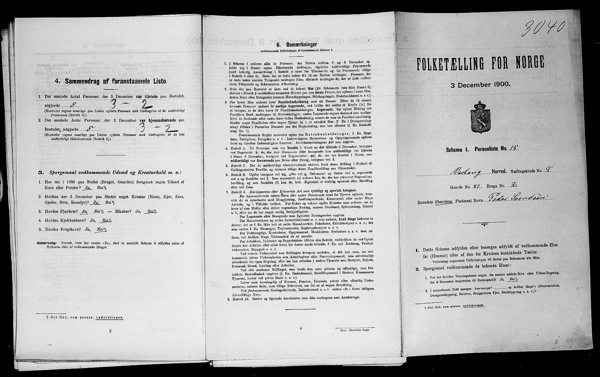SAST, Folketelling 1900 for 1118 Varhaug herred, 1900, s. 612