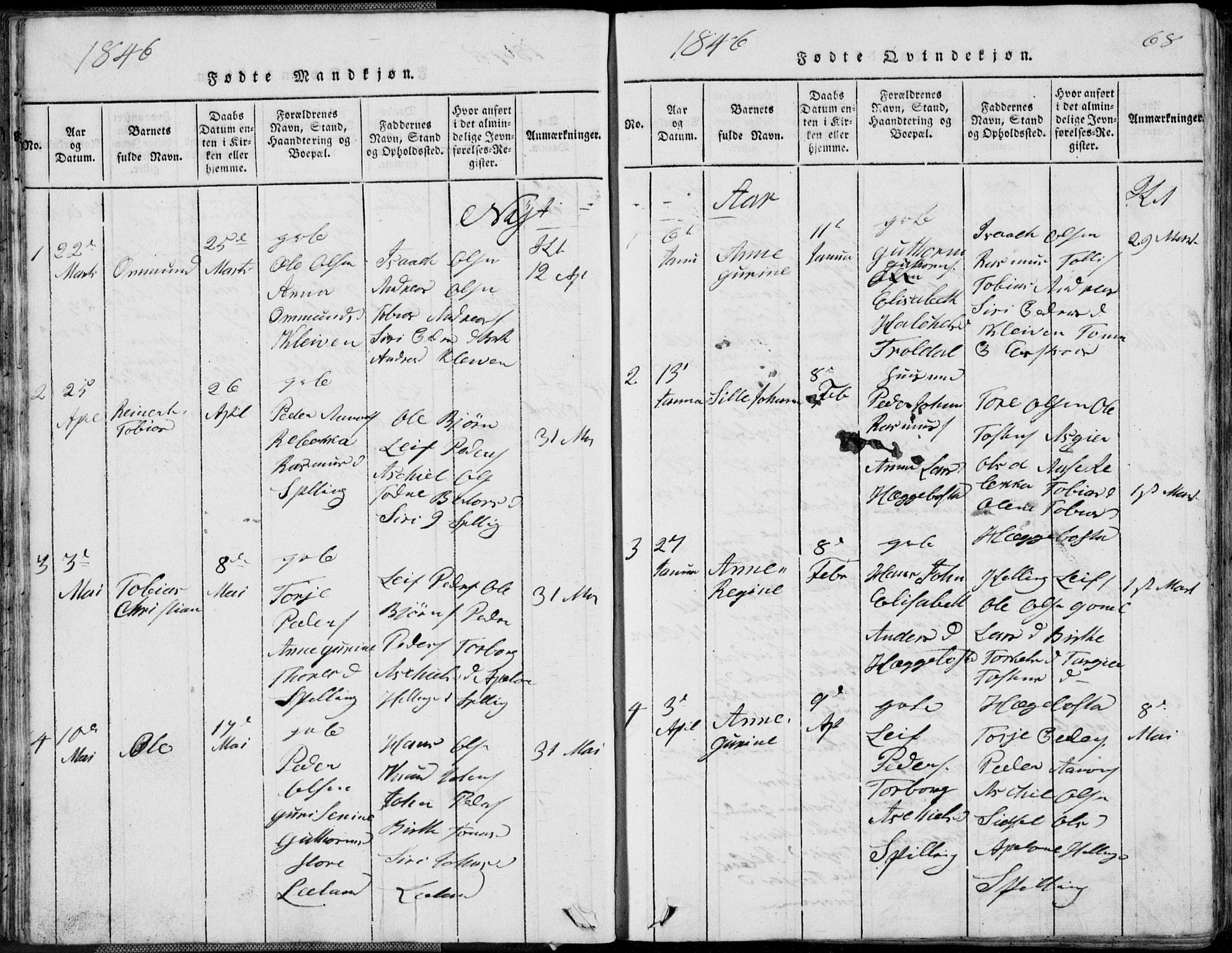 Nord-Audnedal sokneprestkontor, AV/SAK-1111-0032/F/Fb/Fbb/L0001: Klokkerbok nr. B 1, 1816-1858, s. 68