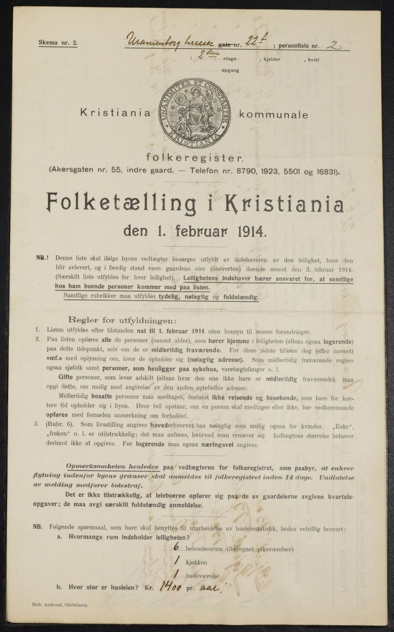 OBA, Kommunal folketelling 1.2.1914 for Kristiania, 1914, s. 121362