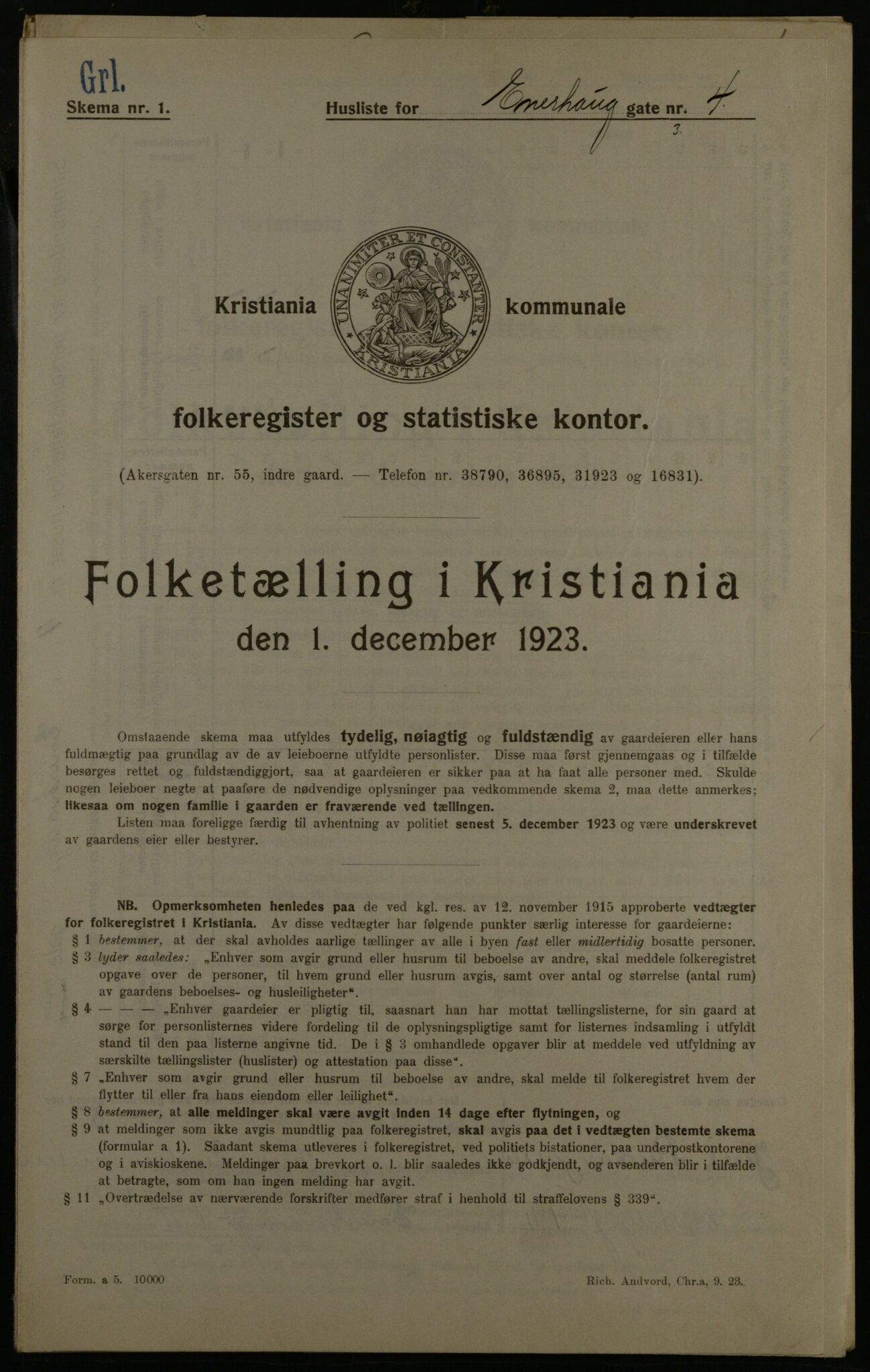 OBA, Kommunal folketelling 1.12.1923 for Kristiania, 1923, s. 23984