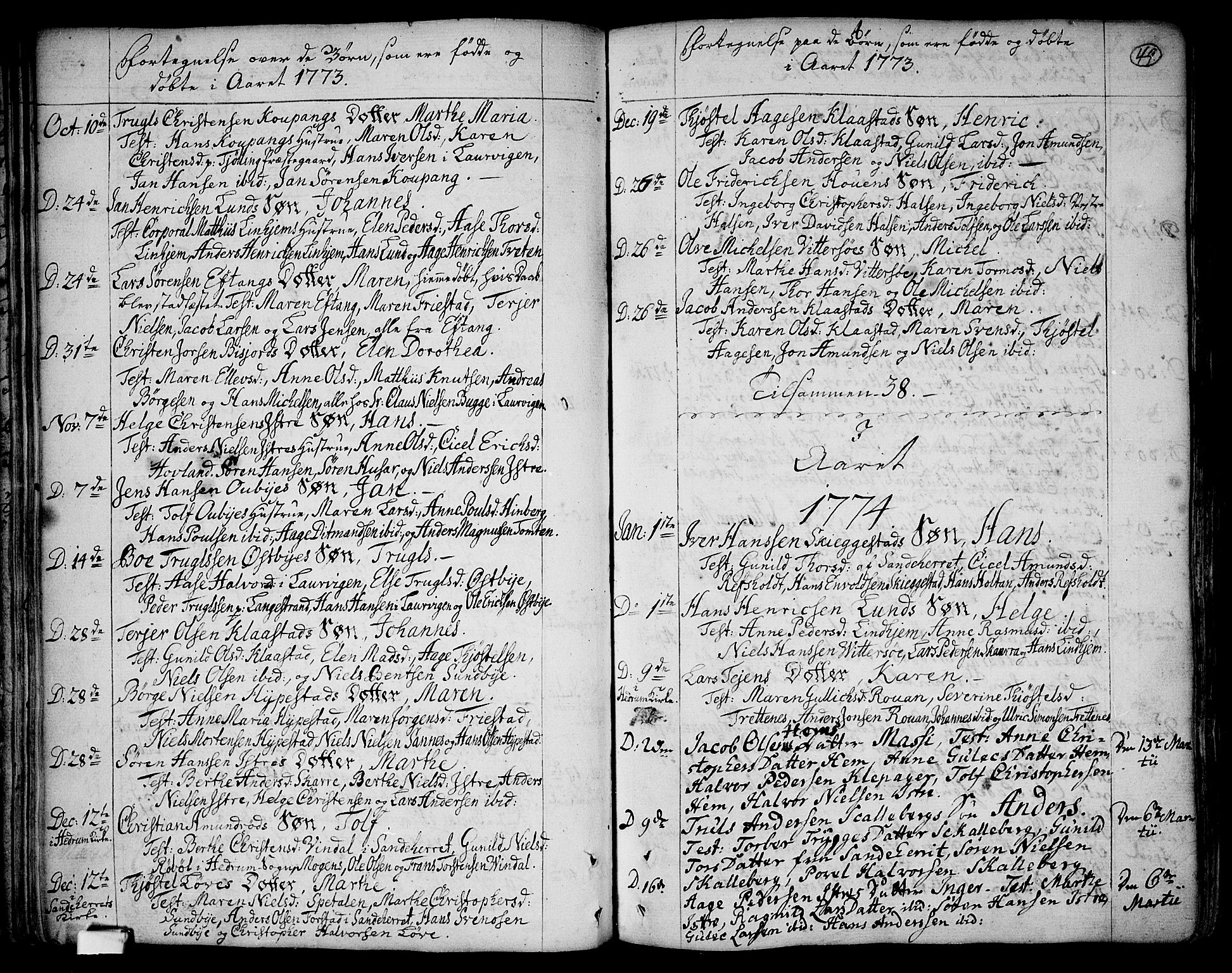 Tjølling kirkebøker, SAKO/A-60/F/Fa/L0003: Ministerialbok nr. 3, 1735-1778, s. 49