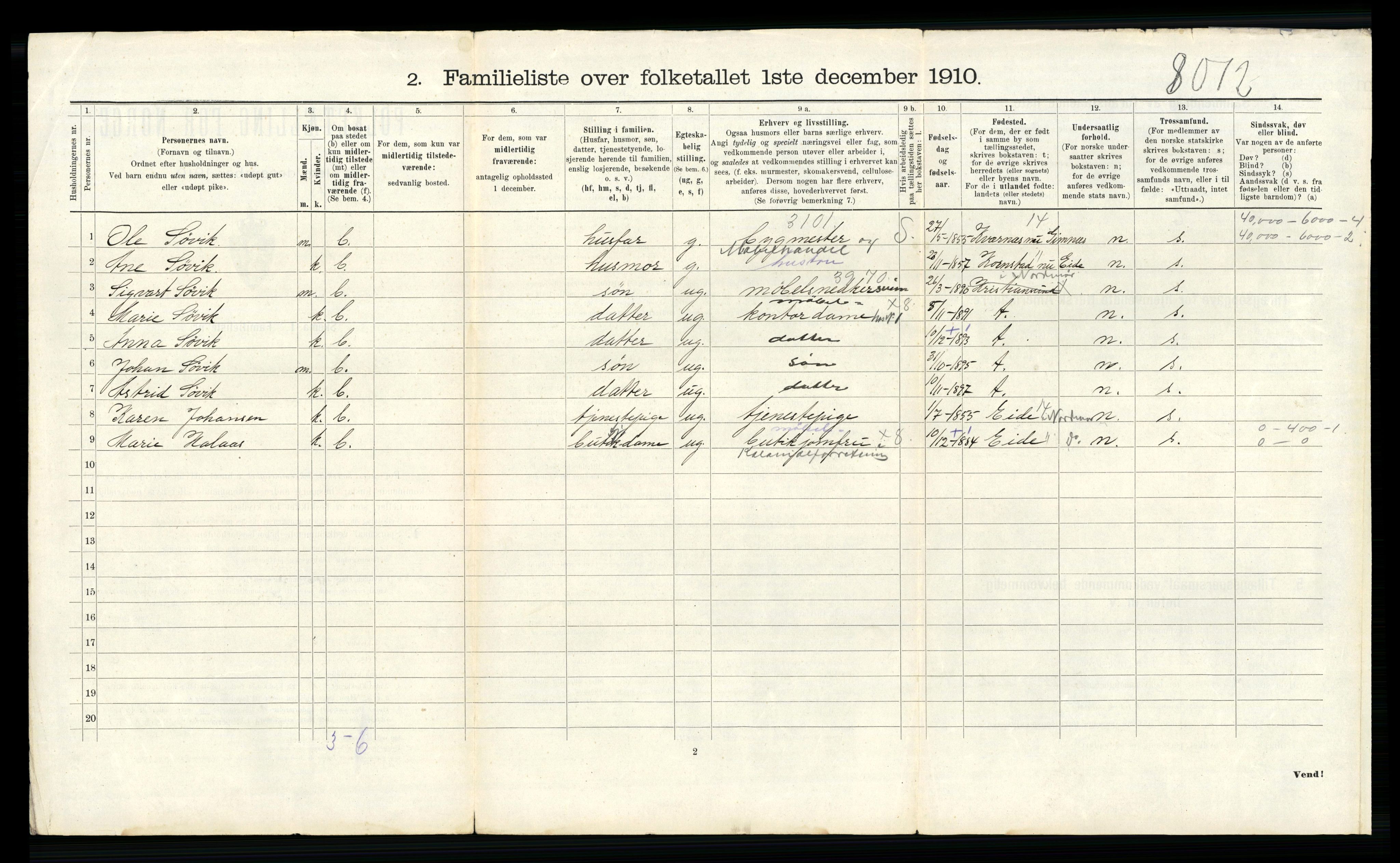 RA, Folketelling 1910 for 1503 Kristiansund kjøpstad, 1910, s. 664