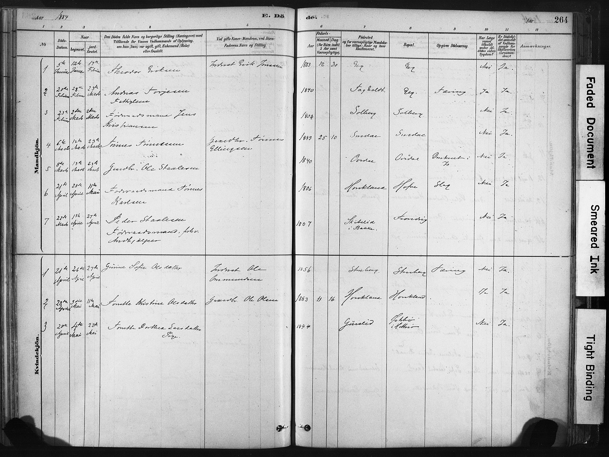 Lund sokneprestkontor, AV/SAST-A-101809/S06/L0011: Ministerialbok nr. A 10, 1877-1904, s. 264