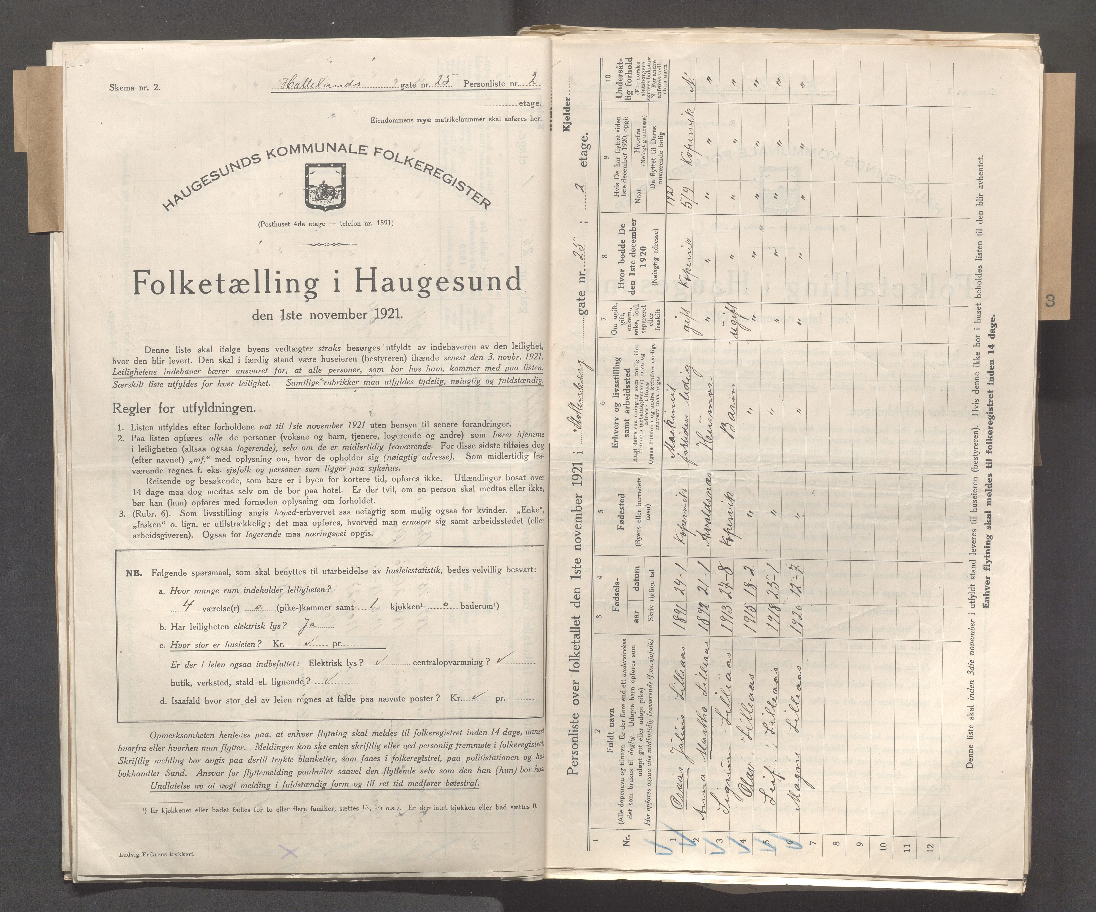 IKAR, Kommunal folketelling 1.11.1921 for Haugesund, 1921, s. 7052