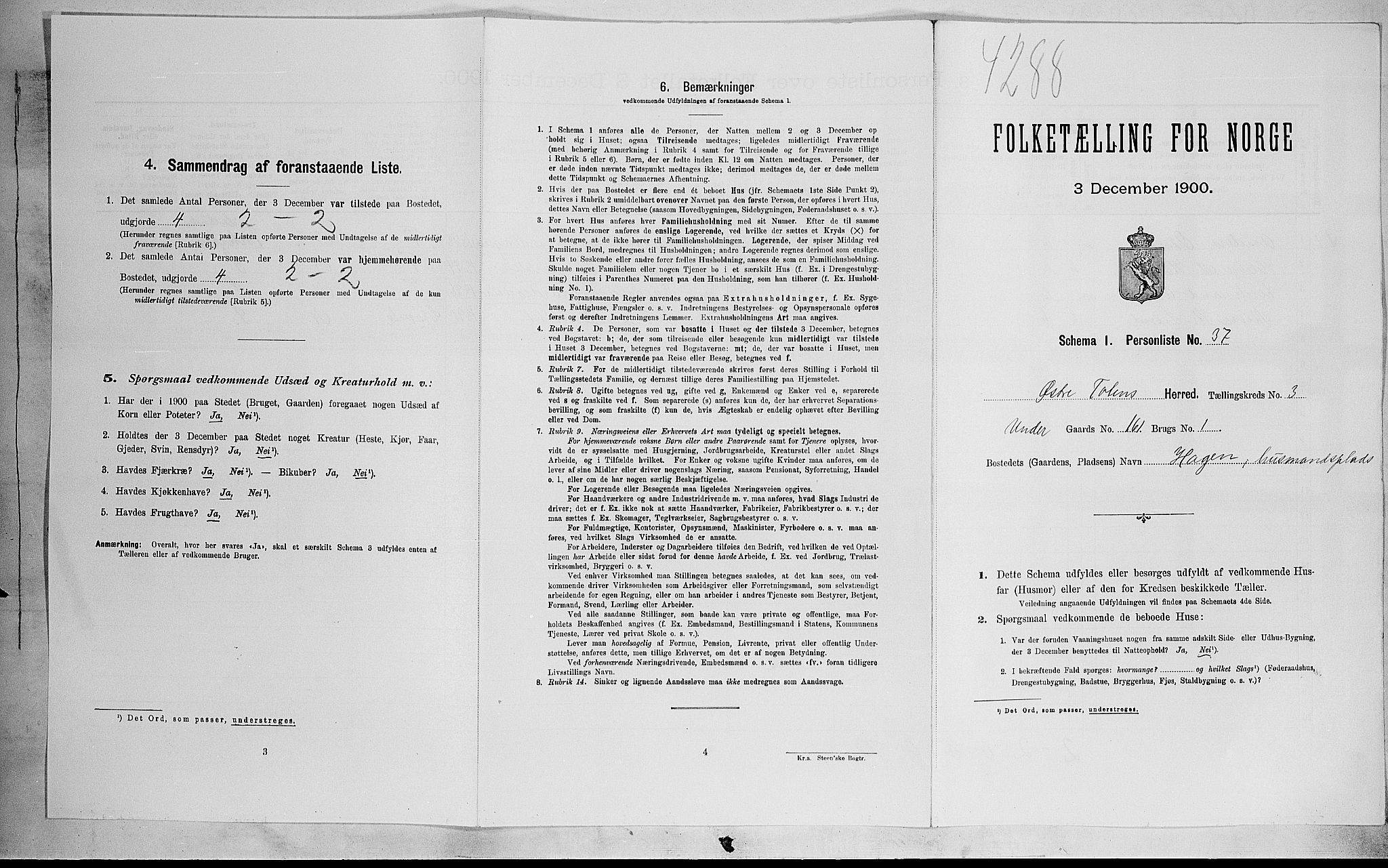SAH, Folketelling 1900 for 0528 Østre Toten herred, 1900, s. 639