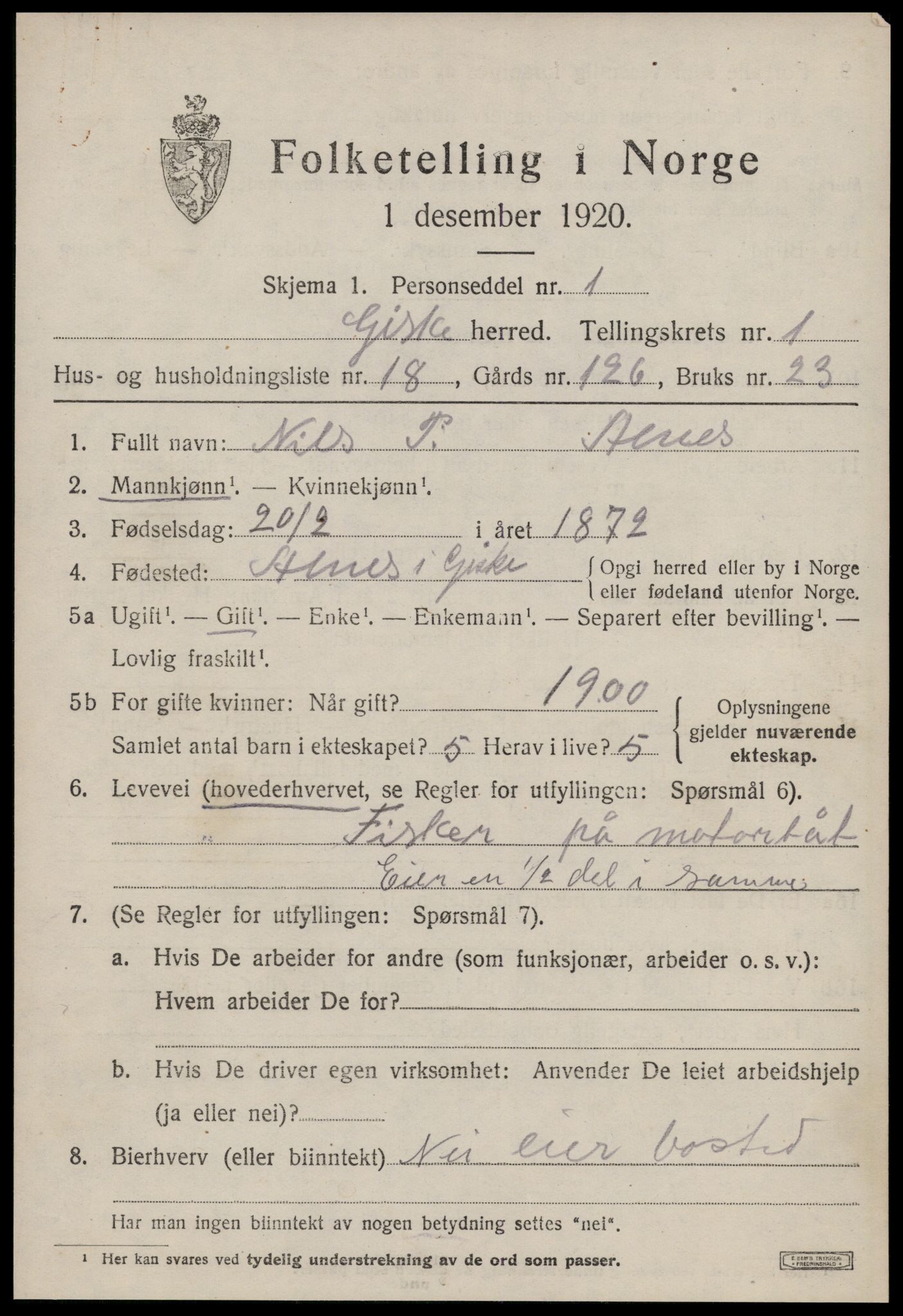 SAT, Folketelling 1920 for 1532 Giske herred, 1920, s. 820