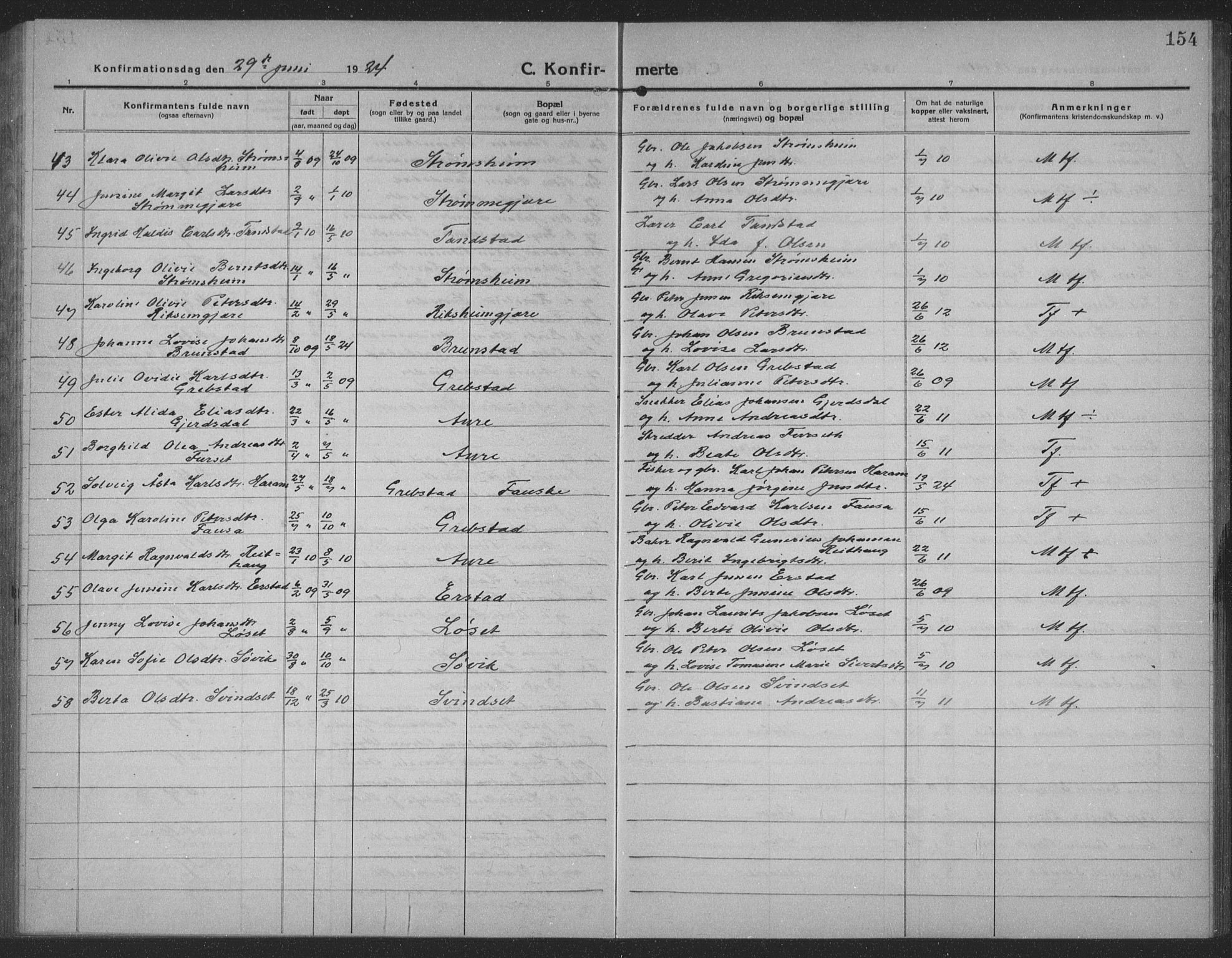 Ministerialprotokoller, klokkerbøker og fødselsregistre - Møre og Romsdal, AV/SAT-A-1454/523/L0342: Klokkerbok nr. 523C05, 1916-1937, s. 154