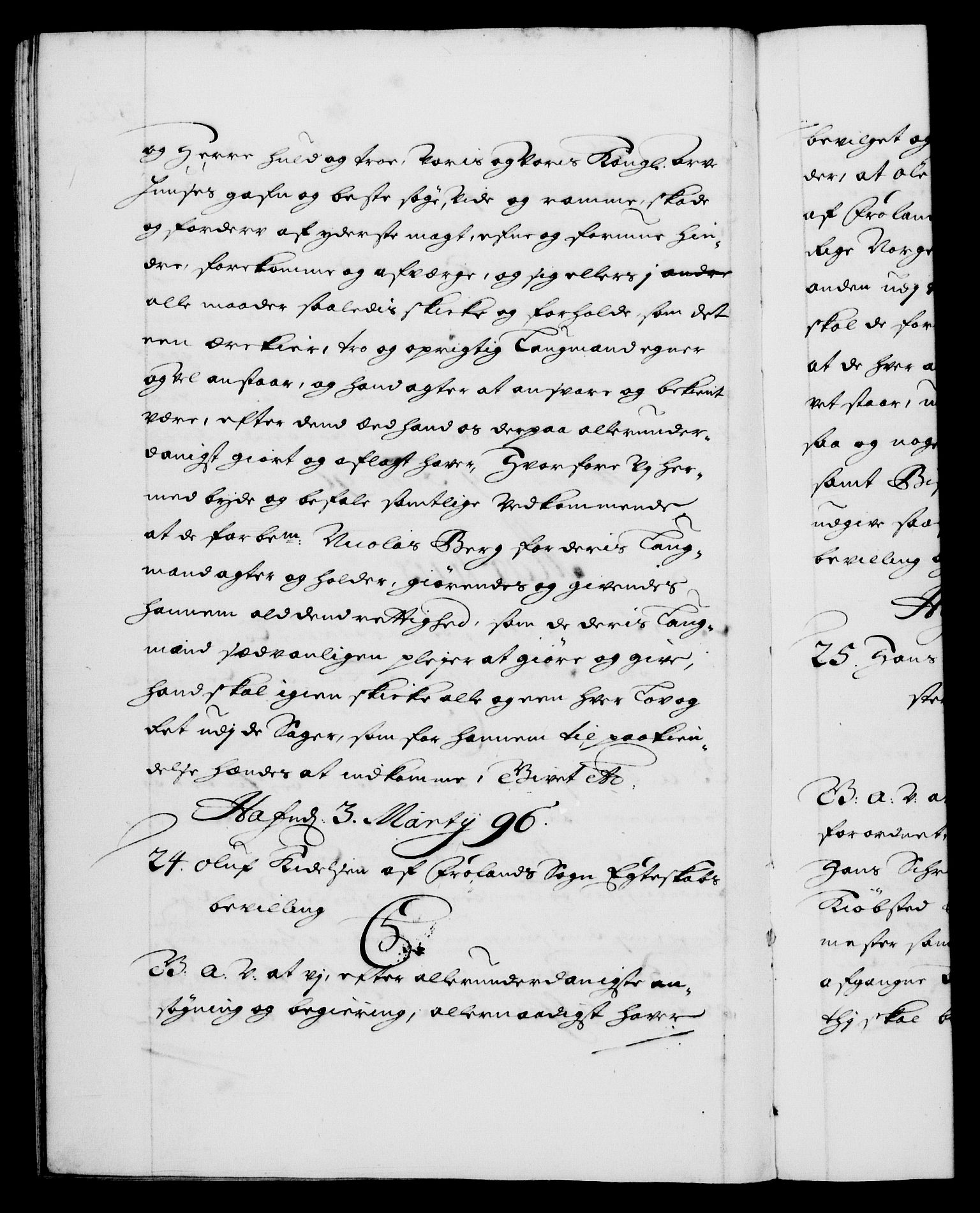Danske Kanselli 1572-1799, RA/EA-3023/F/Fc/Fca/Fcaa/L0016: Norske registre (mikrofilm), 1692-1697, s. 322b